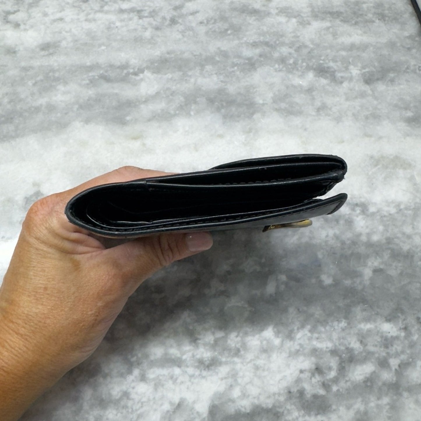 Gucci Black Leather Wallet with G Clasp | Red Interior | Vintage