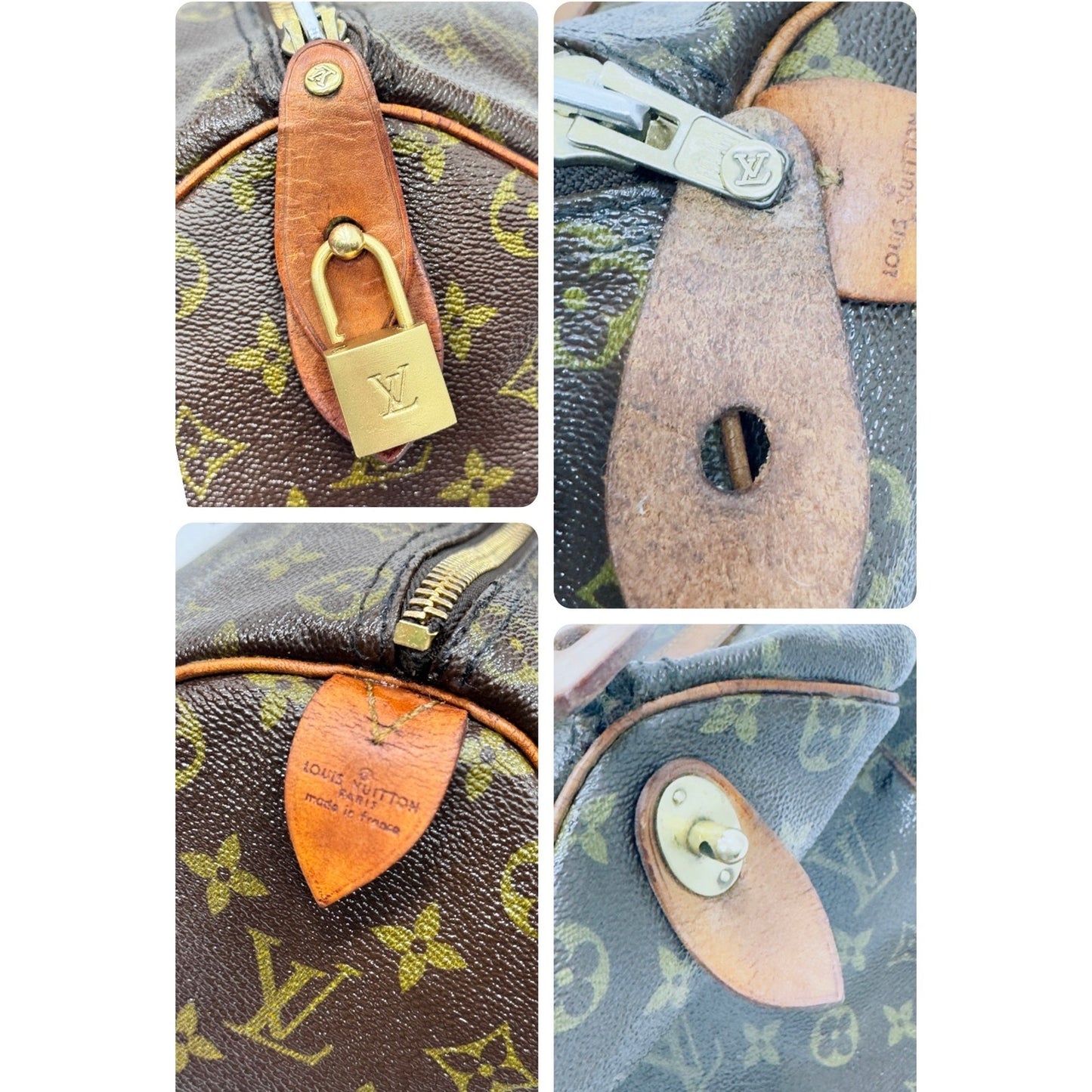Louis Vuitton Keepall 50 Monogram Vintage Single Zip Lock & Key & Luggage Tag