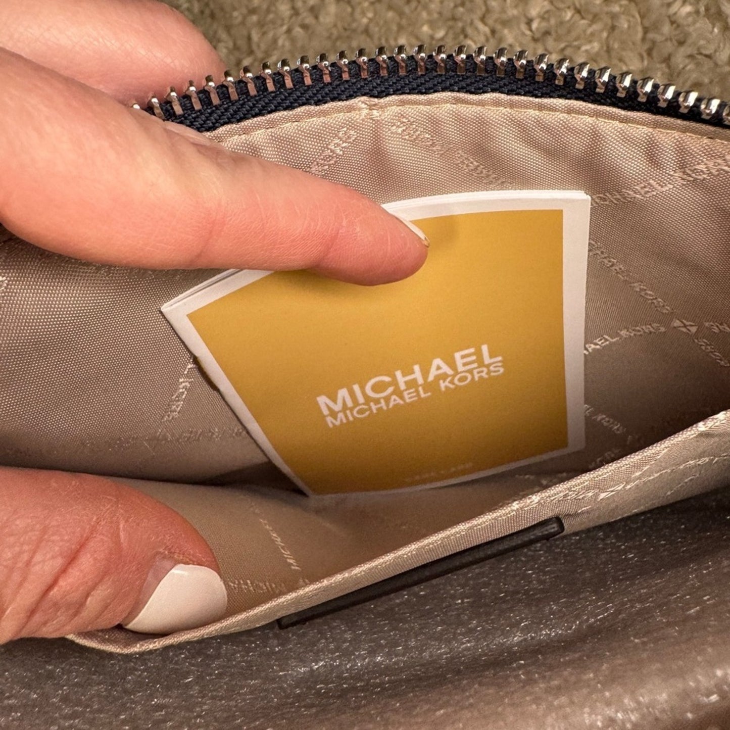 Michael Kors Jet Set Small Pebbled Leather Convertible Wristlet Navy NWT