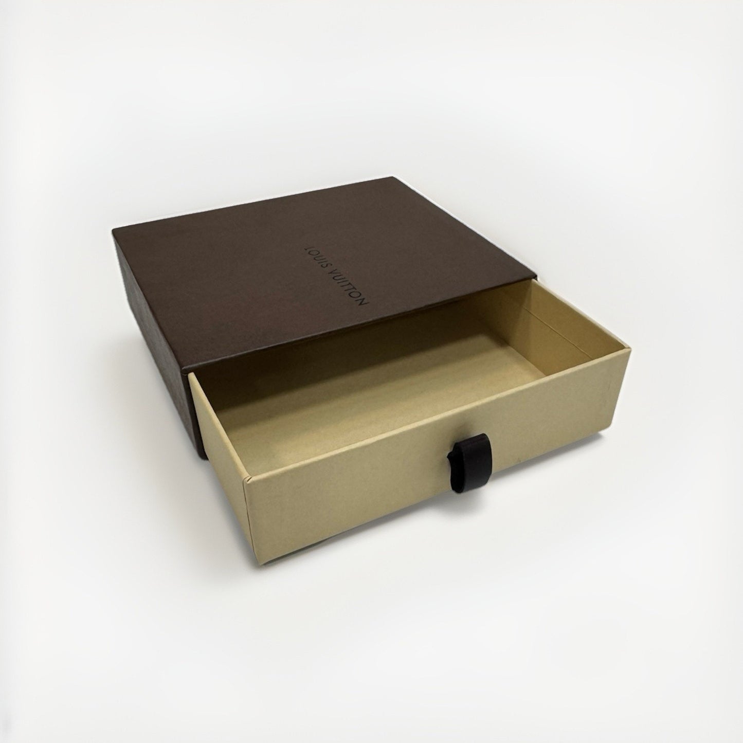 Authentic Louis Vuitton Empty Drawer Storage Box Vintage Brown Leather Pull Tab