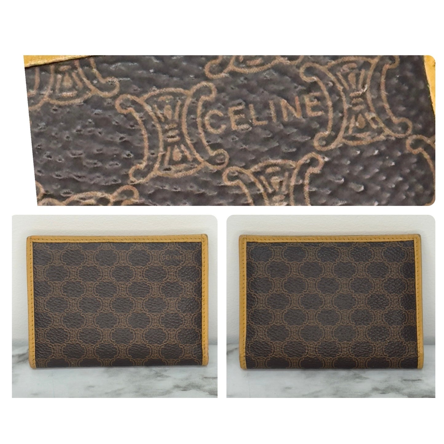 Celine Vintage Macadam Card Case Bifold Wallet Triomphe Logo M13