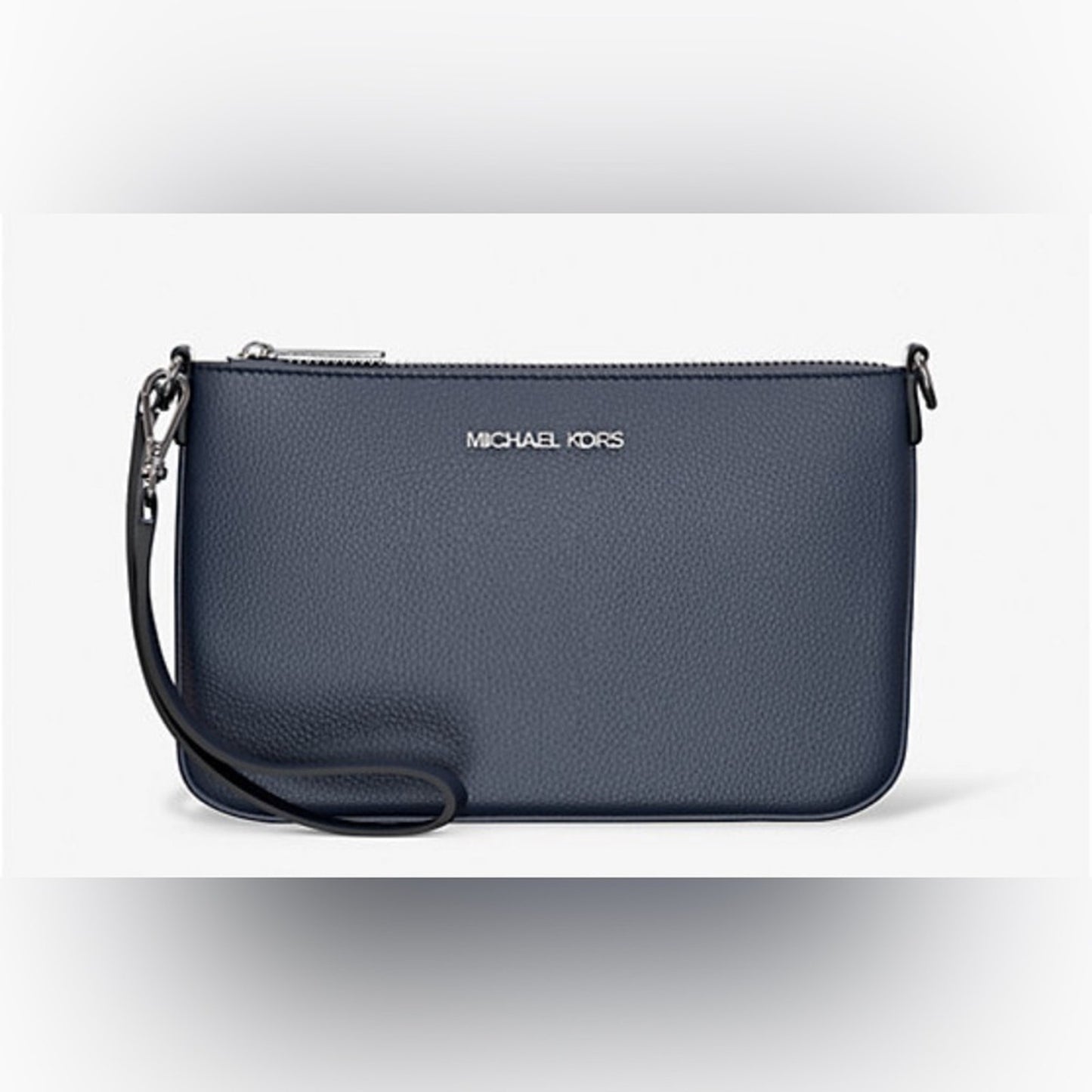 Michael Kors Jet Set Small Pebbled Leather Convertible Wristlet Navy NWT