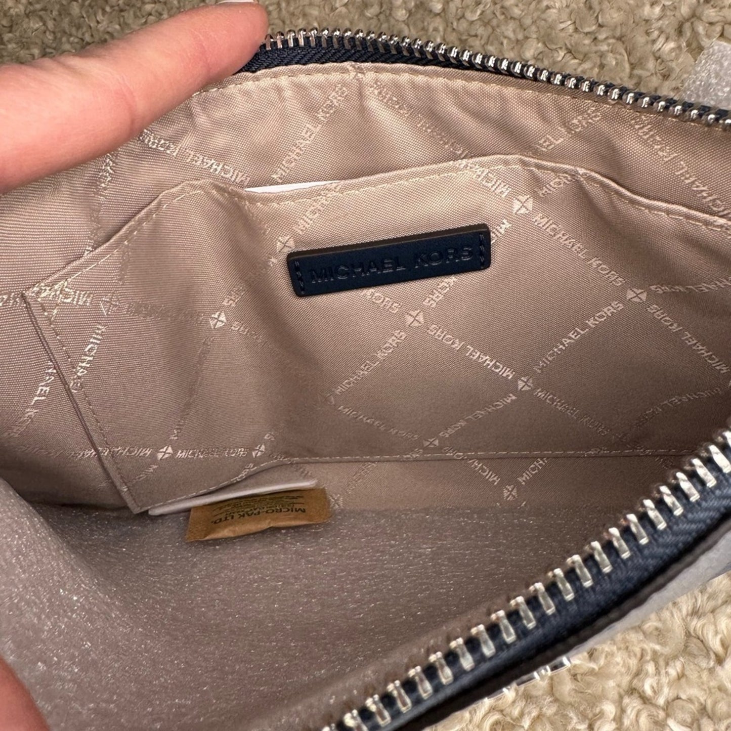Michael Kors Jet Set Small Pebbled Leather Convertible Wristlet Navy NWT