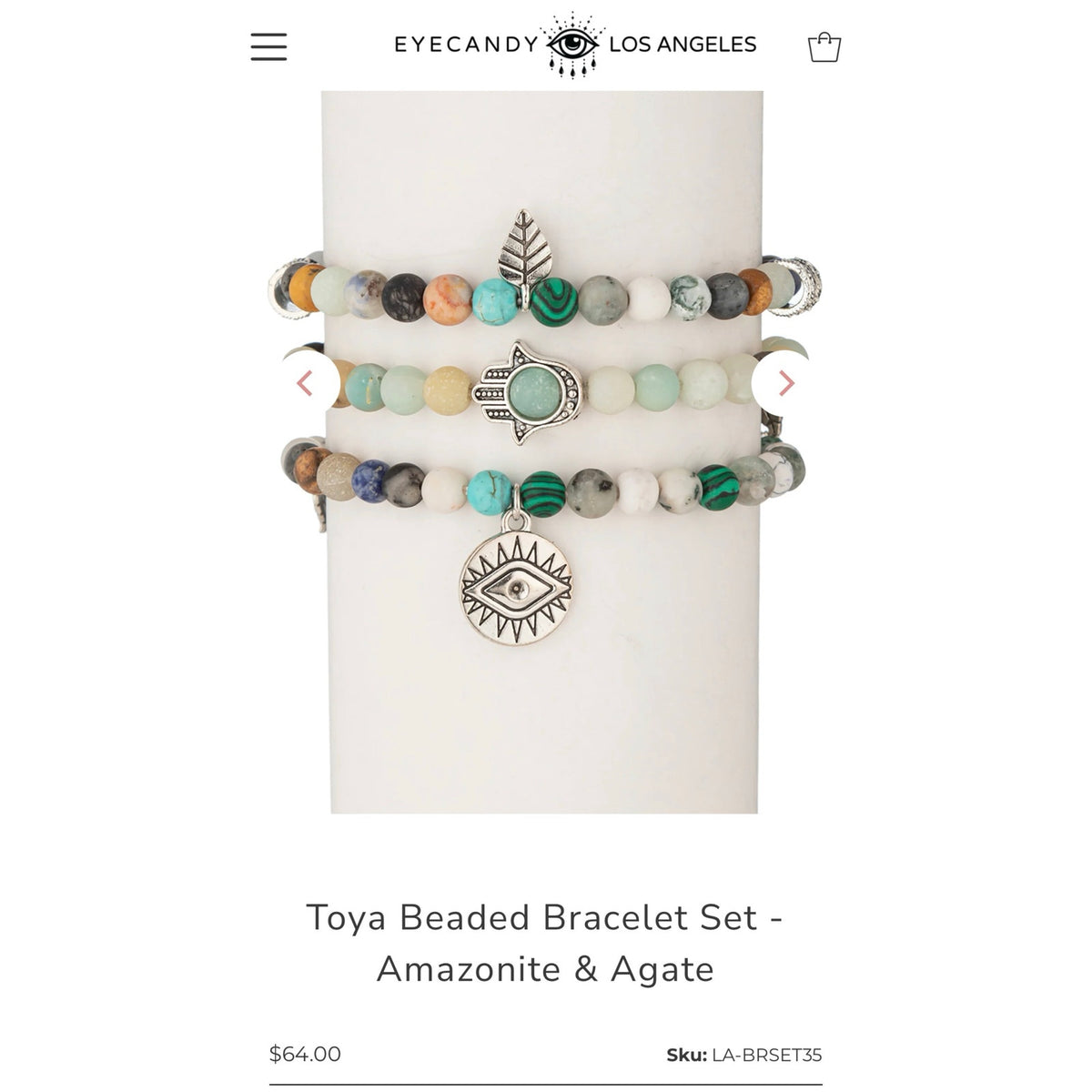 Agate Beaded Boho Bracelet Set of 3 Arm Candy by Eye Candy LA