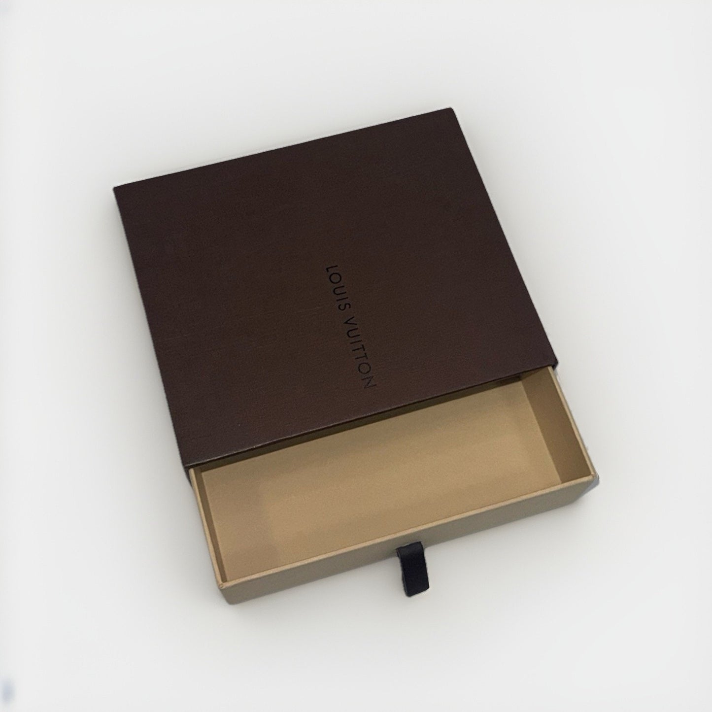 Authentic Louis Vuitton Empty Drawer Storage Box Vintage Brown Leather Pull Tab