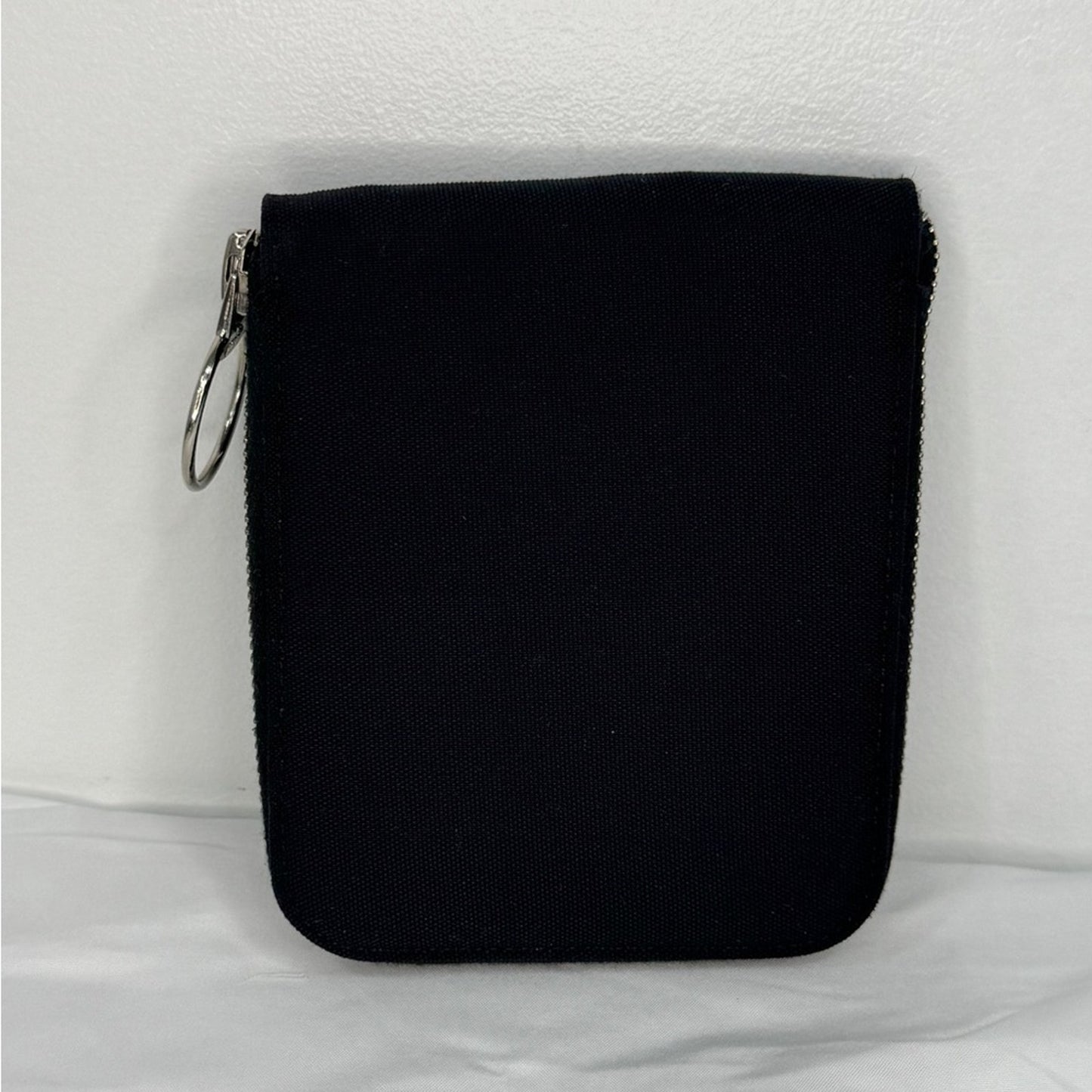 Salvatore Ferragamo Black Rare Canvas Leather Compact Zip Around Vintage