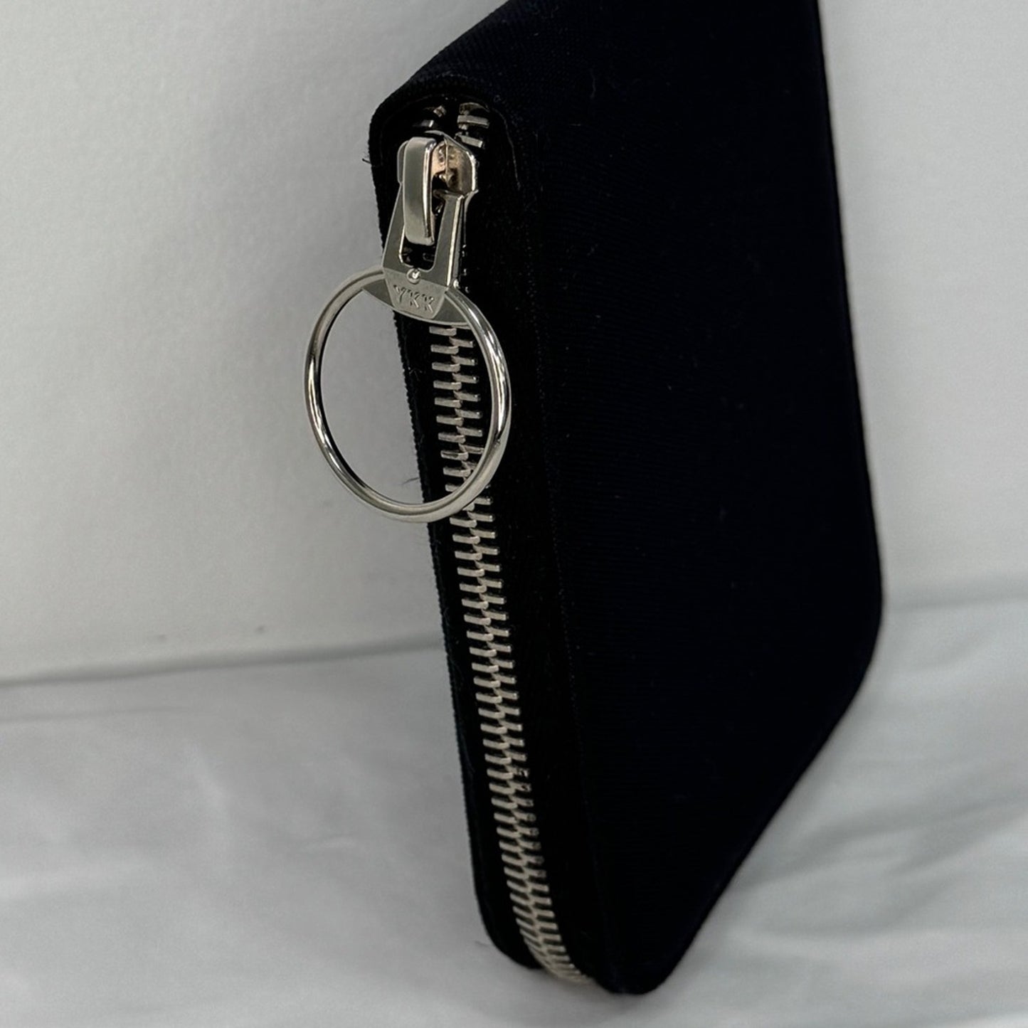 Salvatore Ferragamo Black Rare Canvas Leather Compact Zip Around Vintage