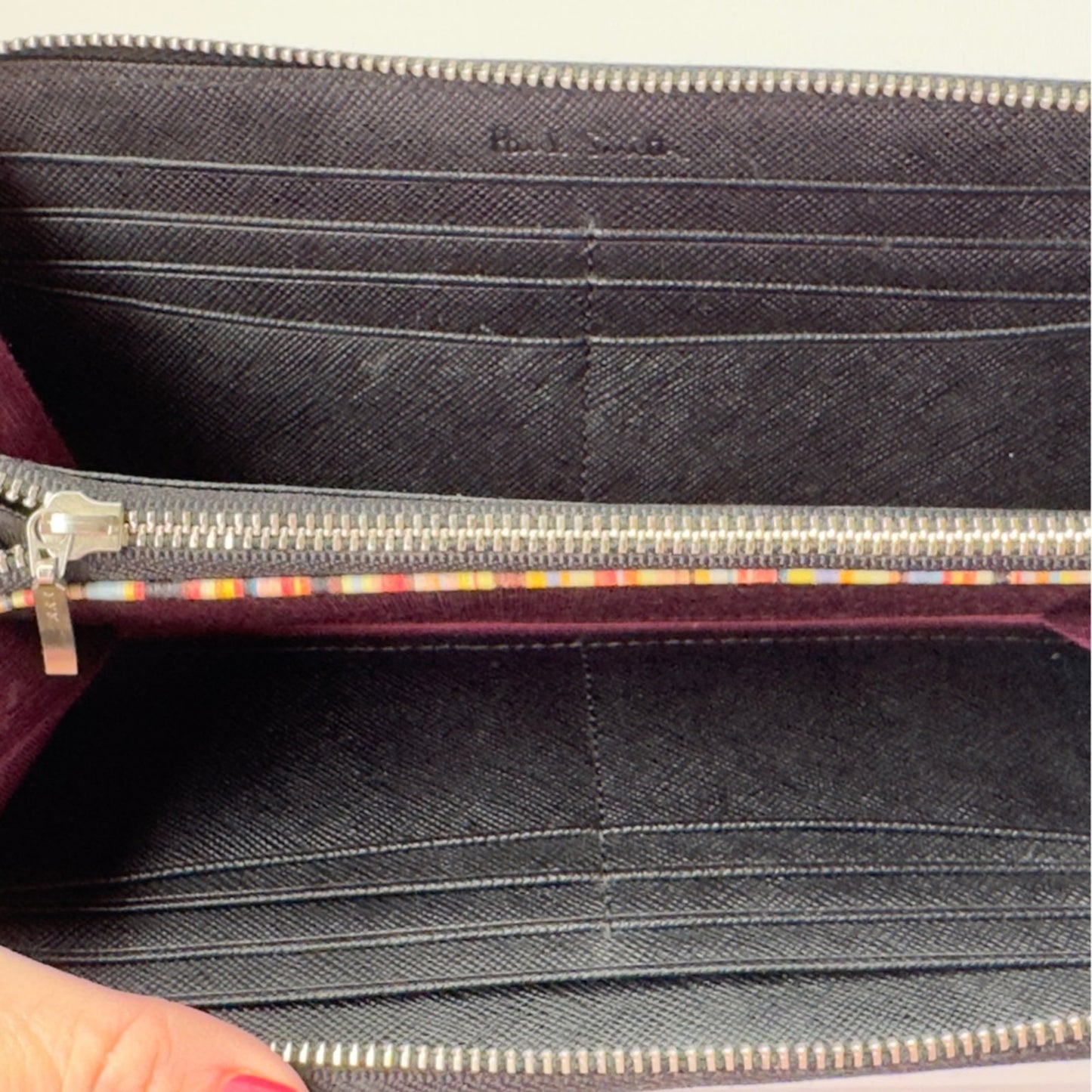 Paul Smith Saffiano Leather Black Zip-Around Wallet