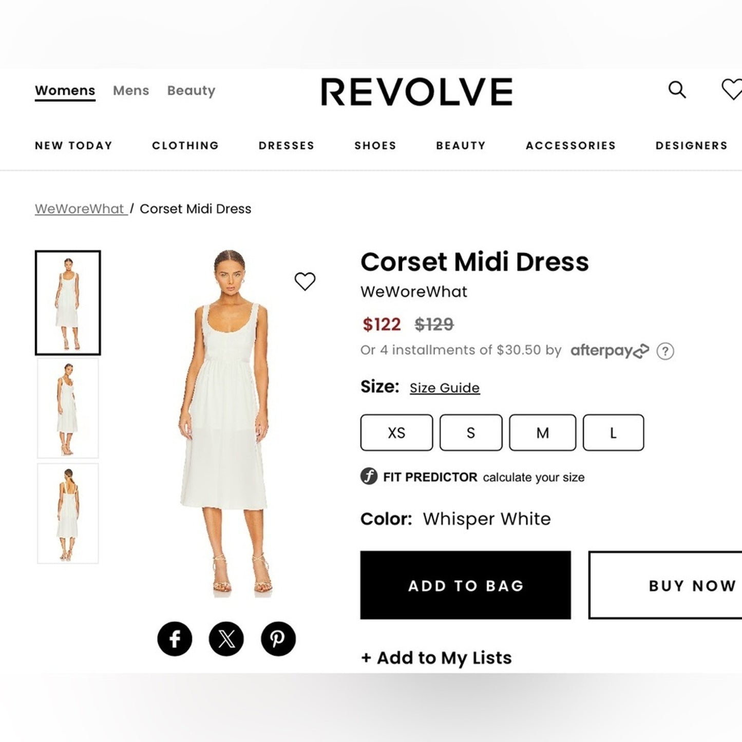 WeWoreWhat Corset Midi Dress Whisper White – NWT