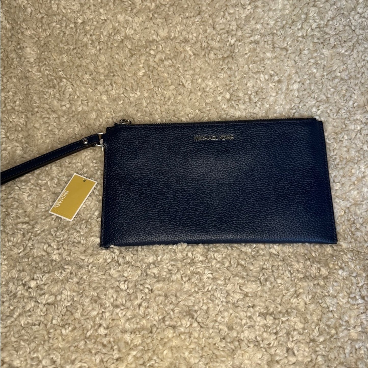 Michael Kors Jet Set Small Pebbled Leather Convertible Wristlet Navy NWT