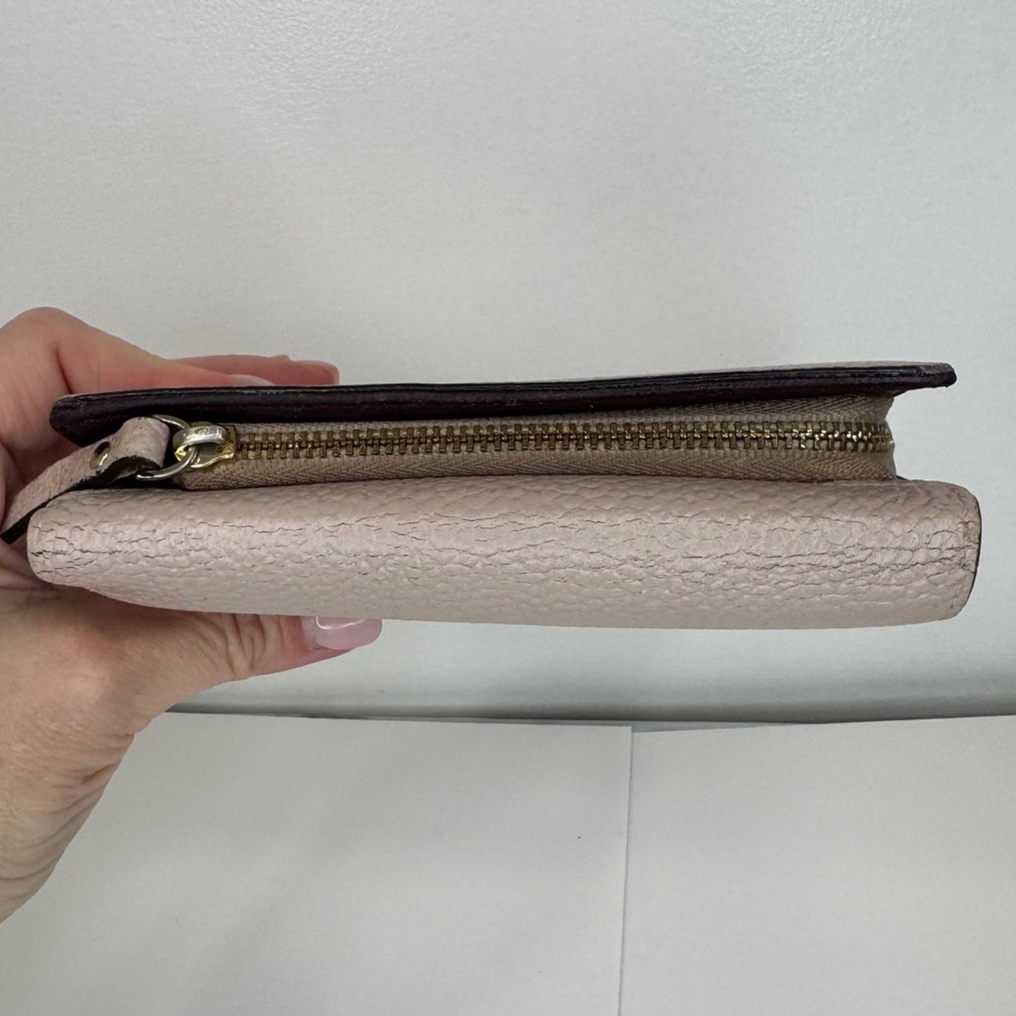 Kate Spade Trifold Compact Leather Wallet – Pink Beige