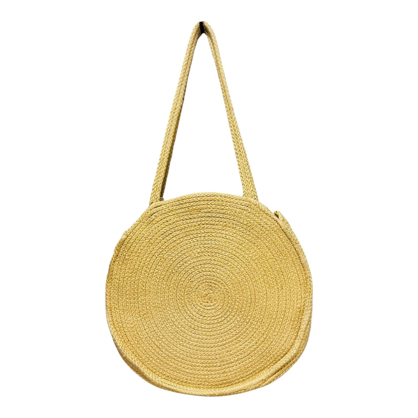 Round Woven Jute Blend Tote Shoulder Bag Colorful Tassel Charm Boho Beach Summer