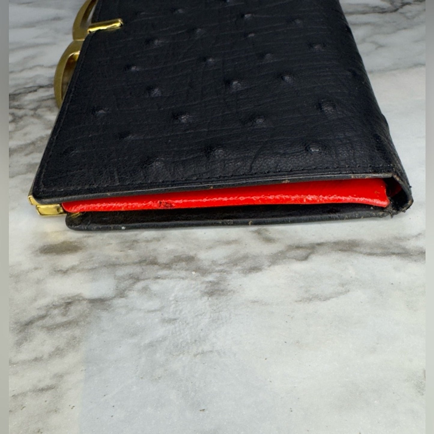 Vintage 1967 Rico Black Leather Clutch Wallet Original Brand Inserts Kiss Lock