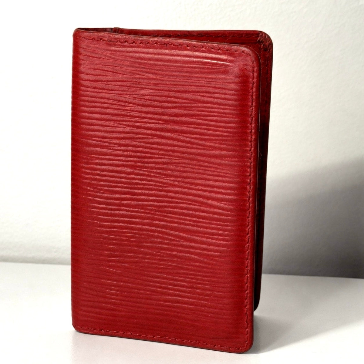 Louis Vuitton Red Epi Leather Pocket Organizer Card Holder Wallet Authentic LV