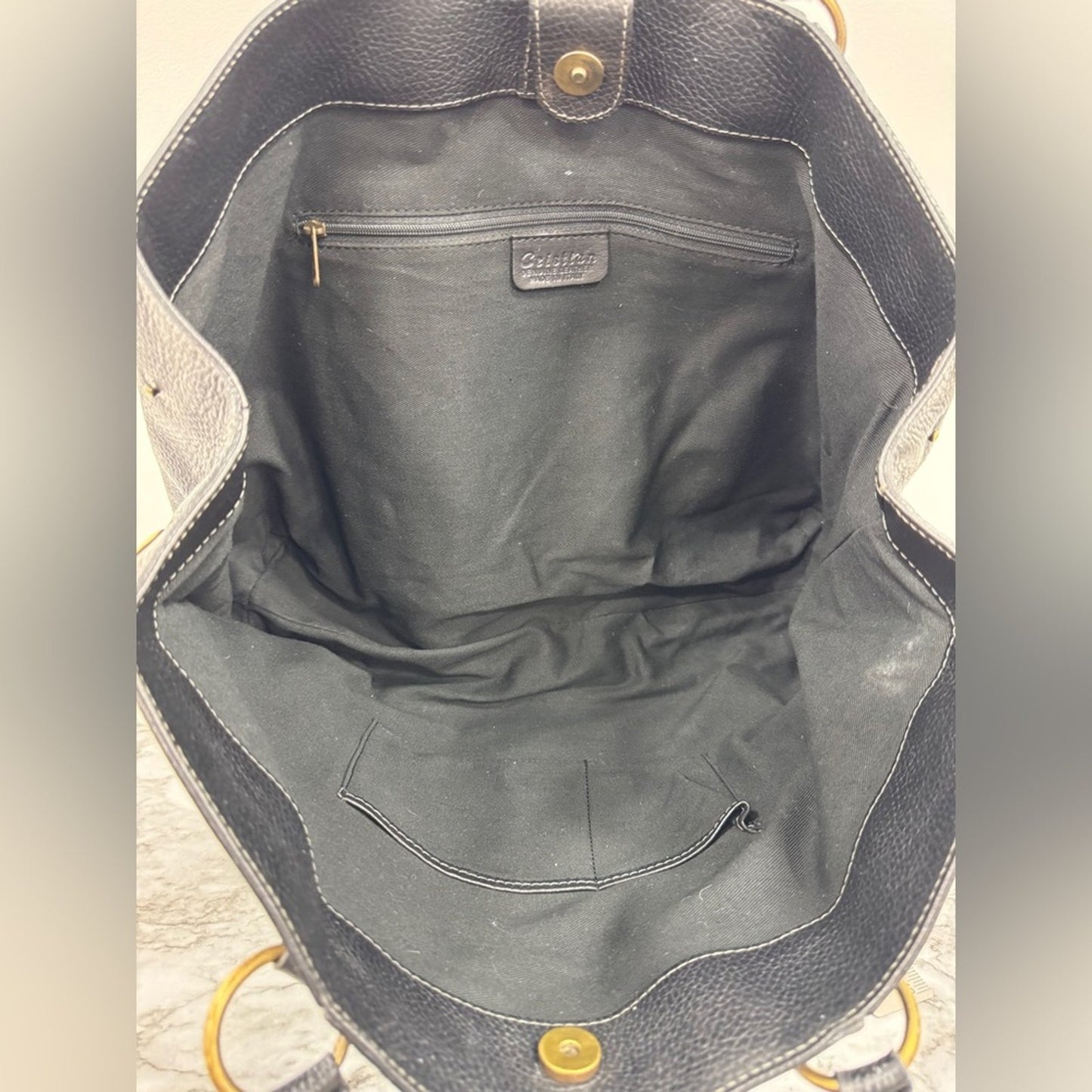 Cristian Genuine Leather Black Tote Bag – Made in Italy
