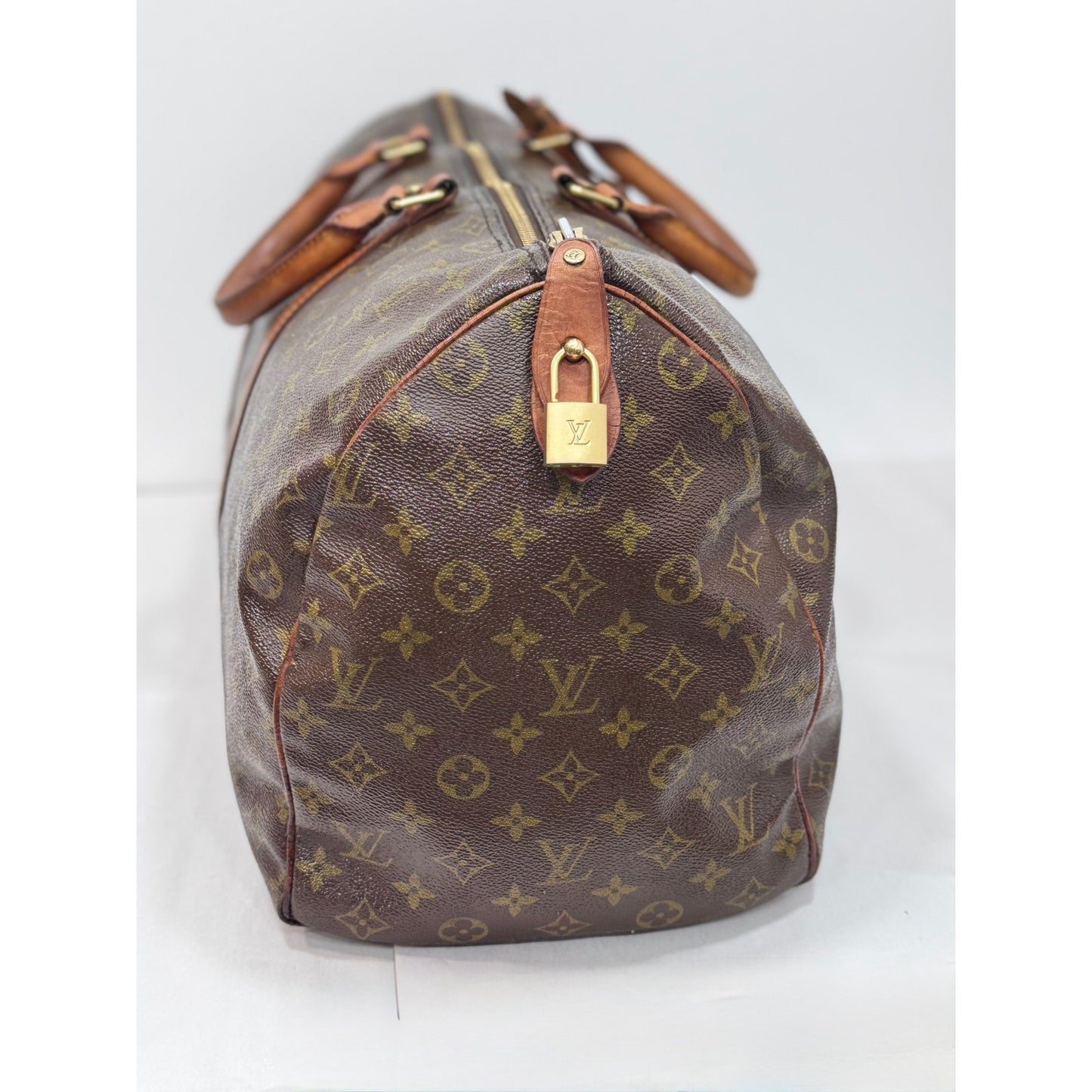 Louis Vuitton Keepall 50 Monogram Vintage Single Zip Lock & Key & Luggage Tag