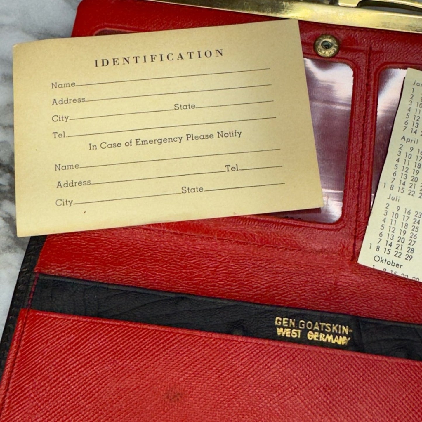 Vintage 1967 Rico Black Leather Clutch Wallet Original Brand Inserts Kiss Lock