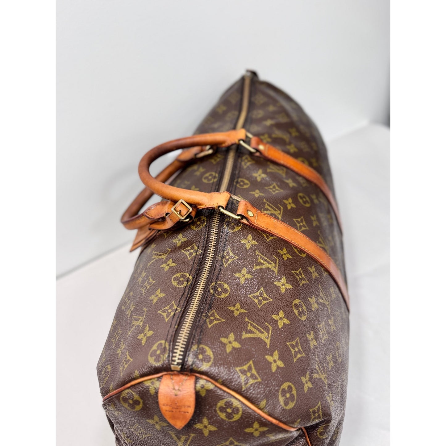 Louis Vuitton Keepall 50 Monogram Vintage Single Zip Lock & Key & Luggage Tag