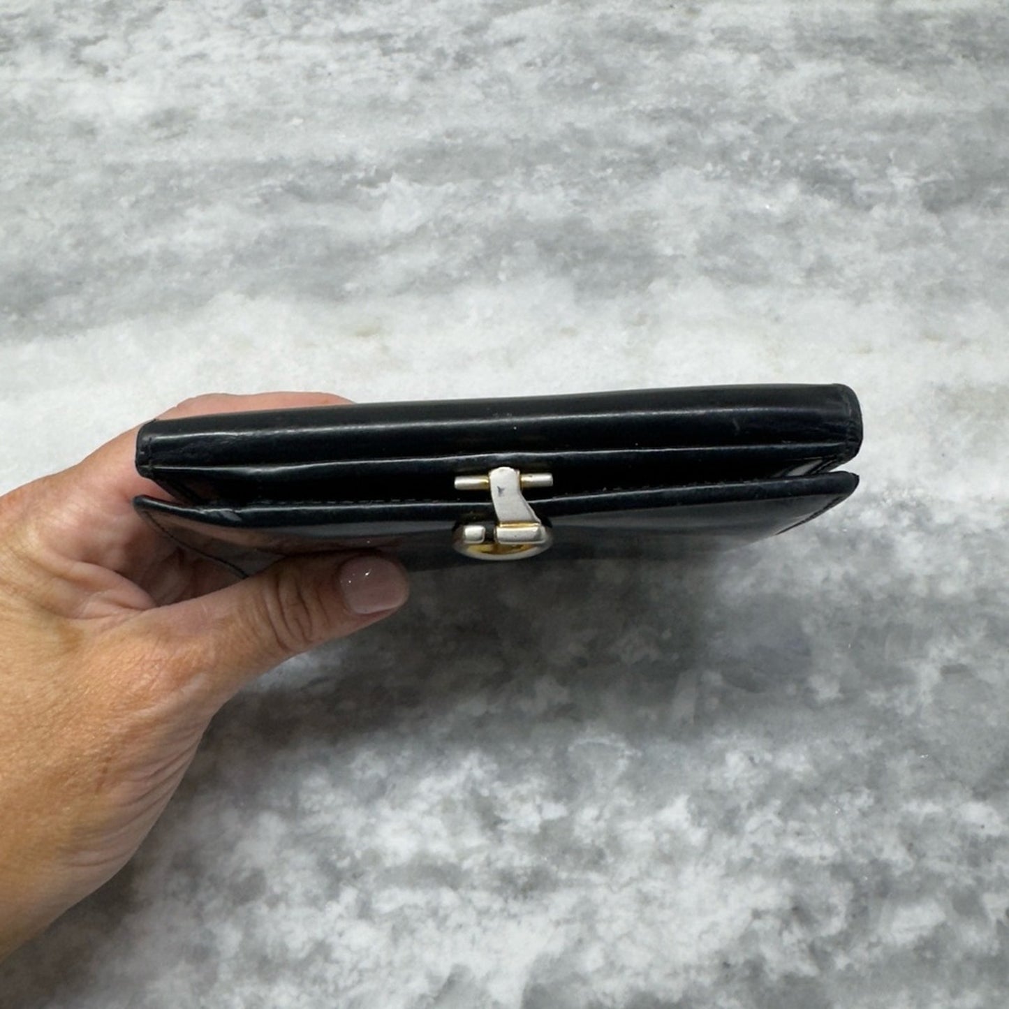 Gucci Black Leather Wallet with G Clasp | Red Interior | Vintage