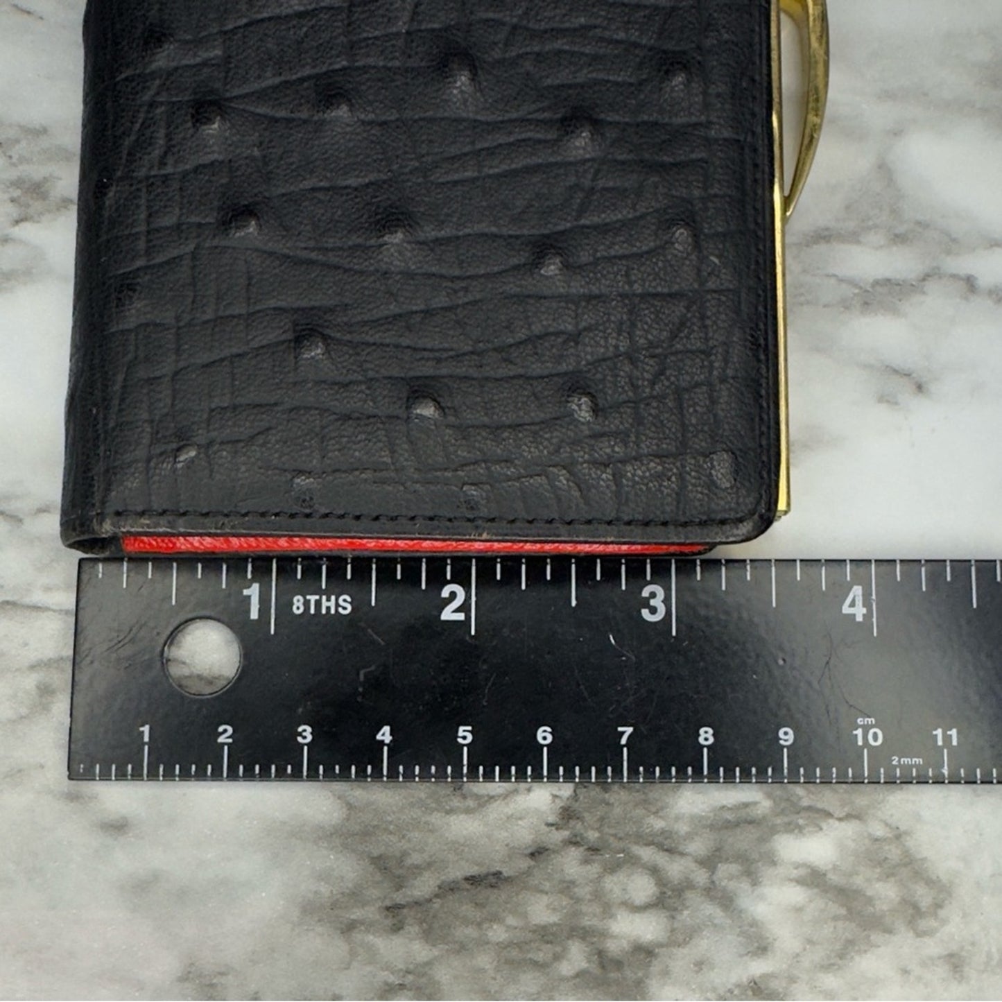 Vintage 1967 Rico Black Leather Clutch Wallet Original Brand Inserts Kiss Lock
