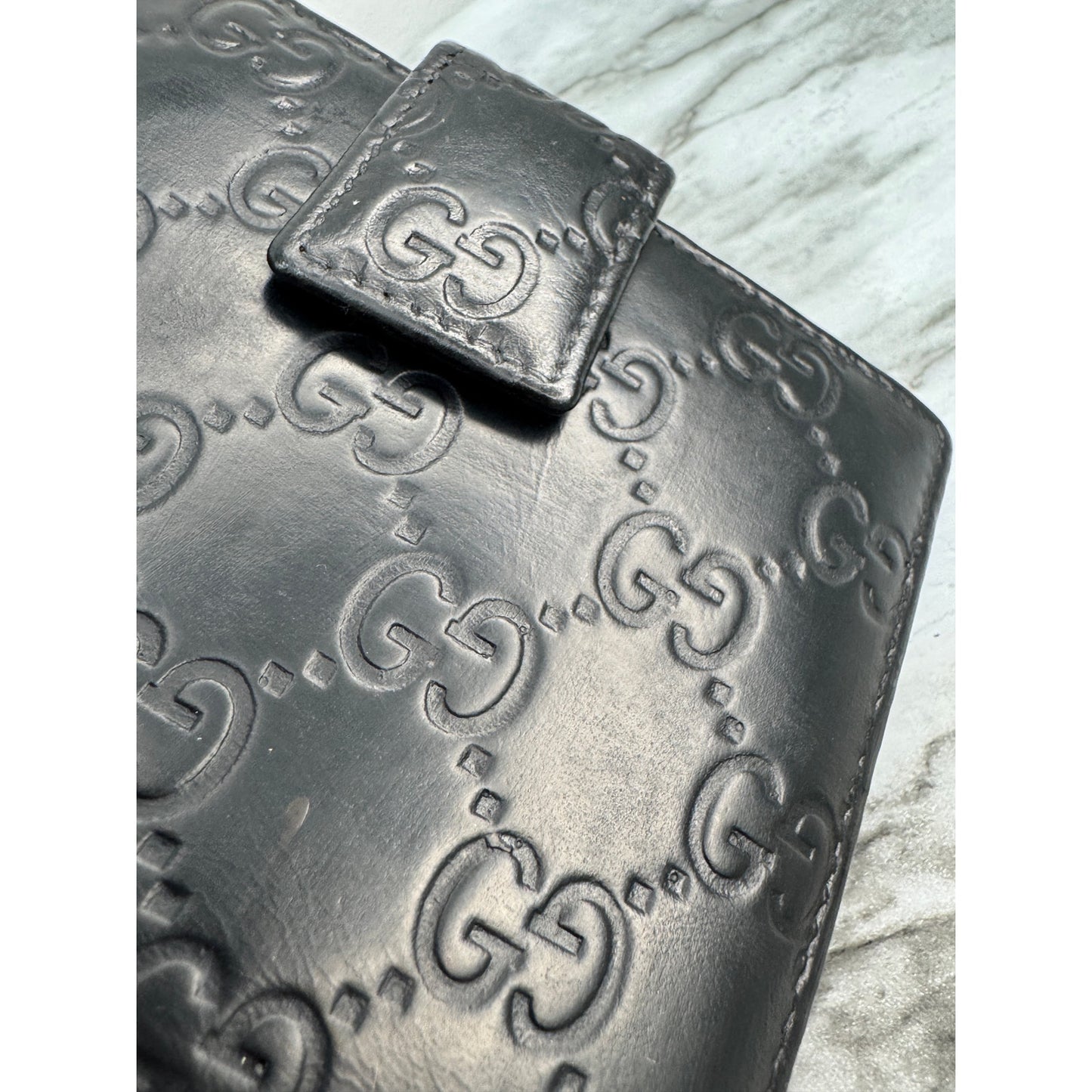 Gucci Guccissima GG Heart Black Leather Bifold Wallet