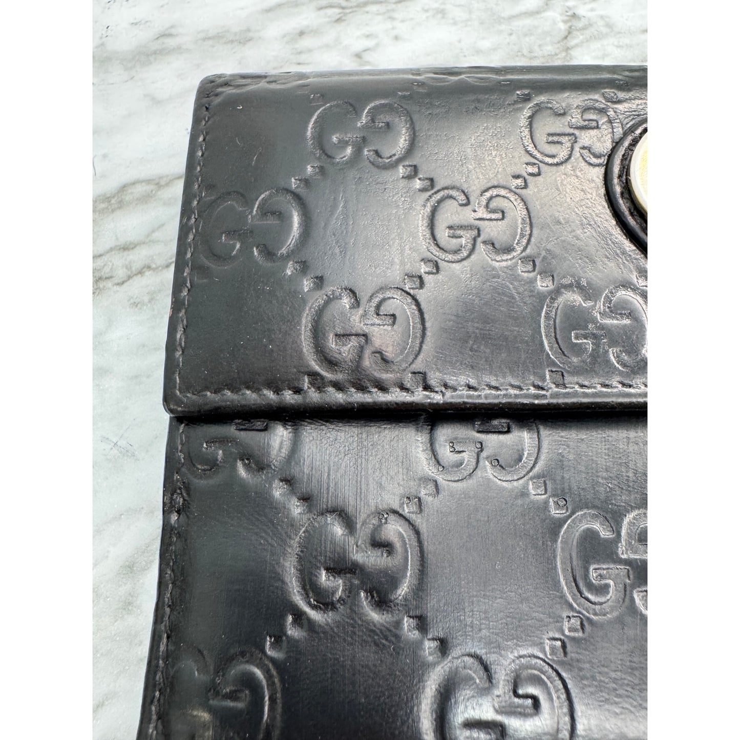 Gucci Guccissima GG Heart Black Leather Bifold Wallet