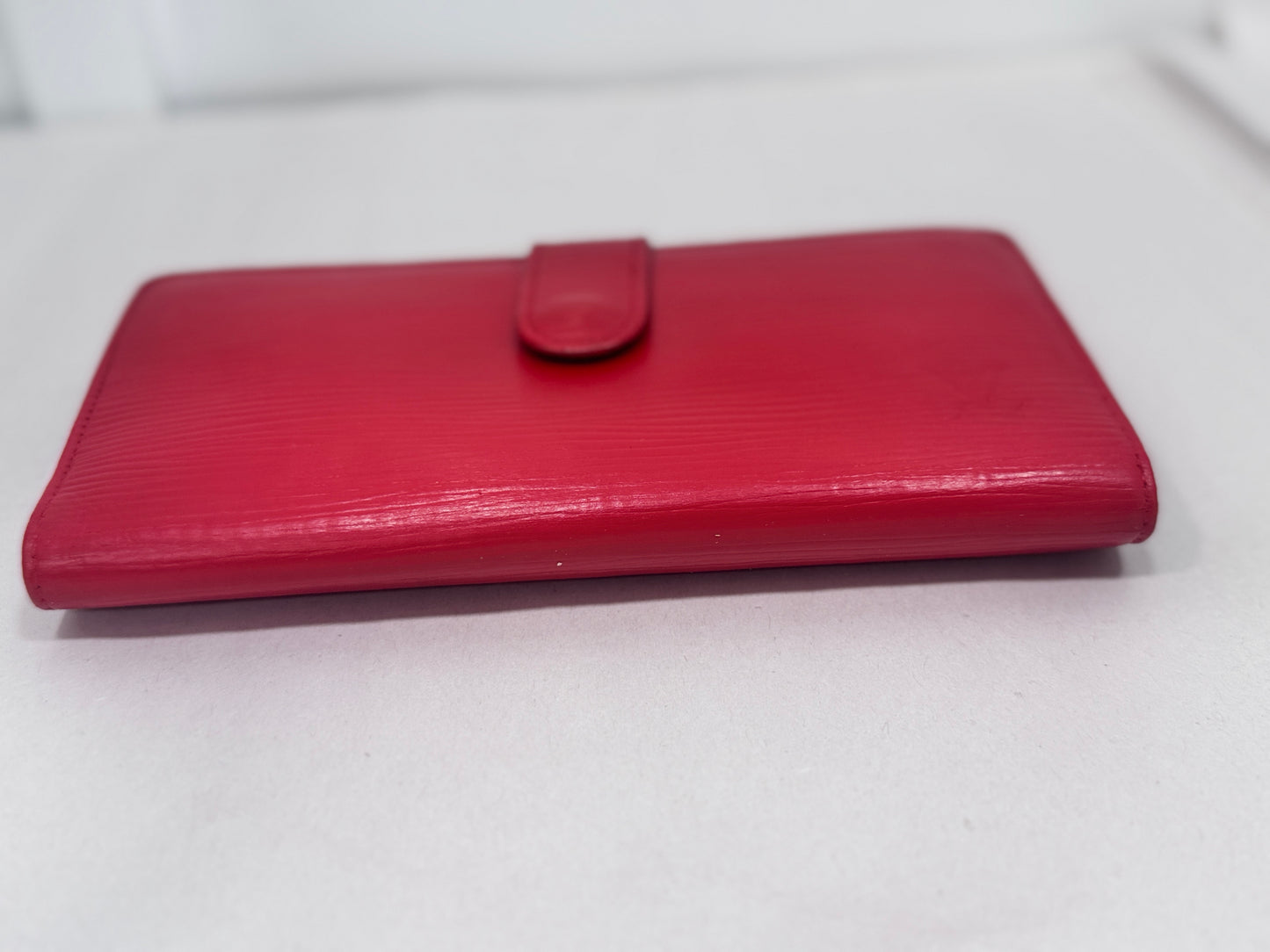 Louis Vuitton Red Epi French Purse Kiss Lock RARE Long Wallet – With COA