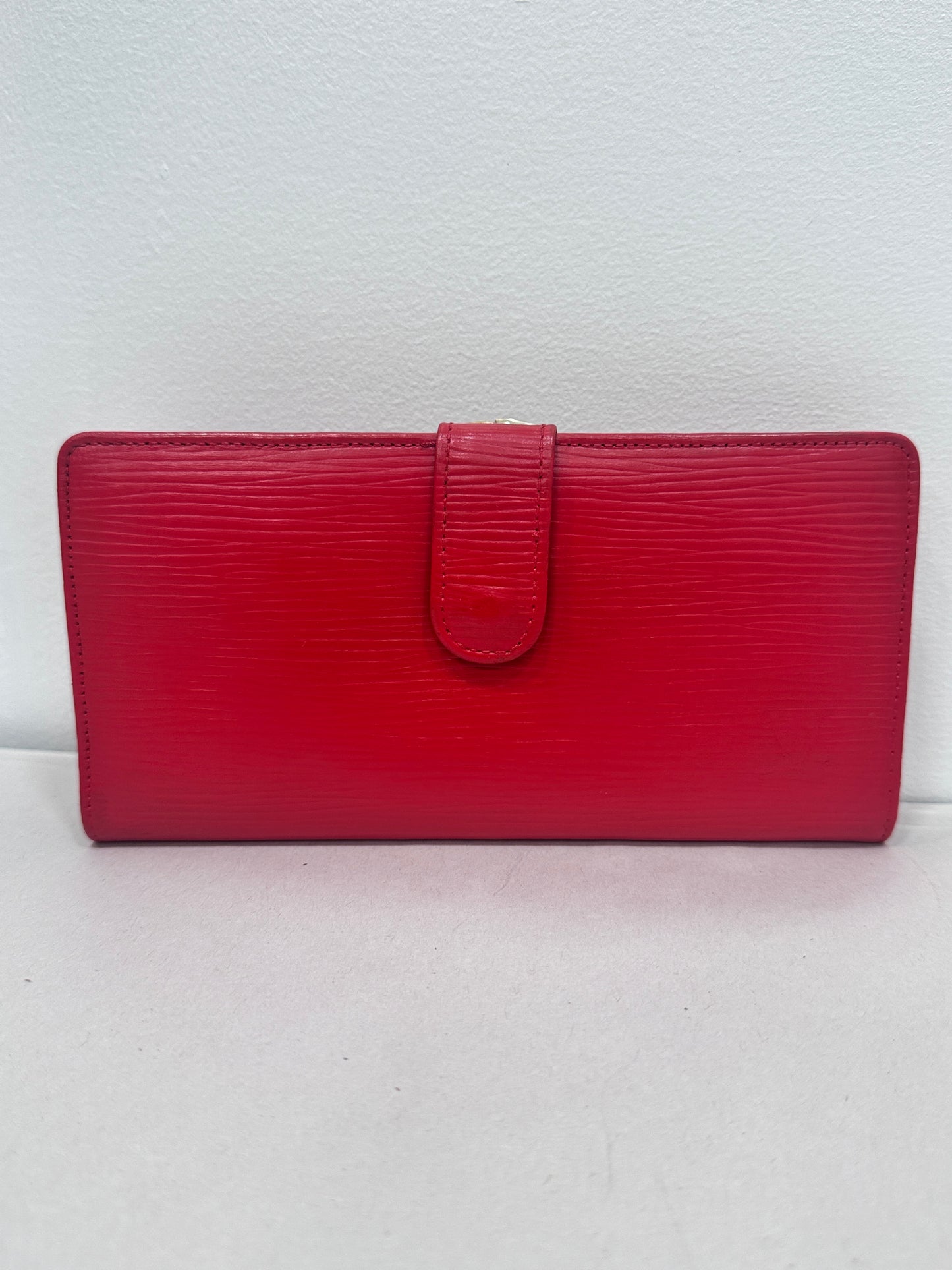 Louis Vuitton Red Epi French Purse Kiss Lock RARE Long Wallet – With COA
