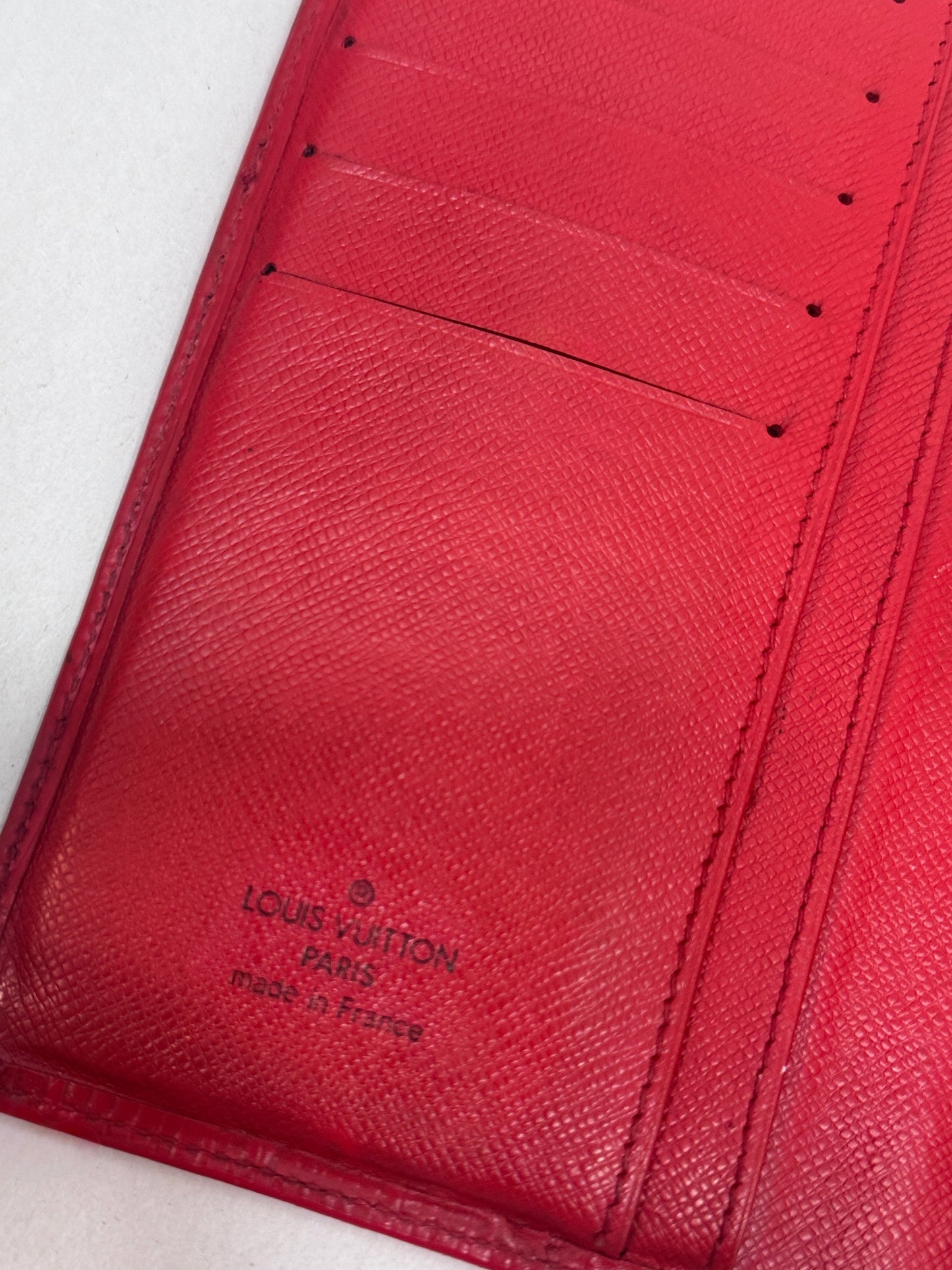 Louis Vuitton Red Epi French Purse Kiss Lock RARE Long Wallet – With COA