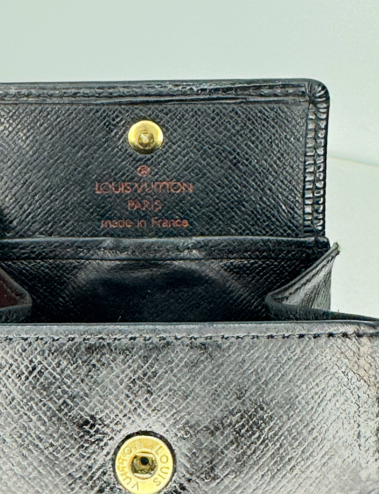 Louis Vuitton Black Epi Leather Porte Monnaie Boite Coin Case Wallet M63697