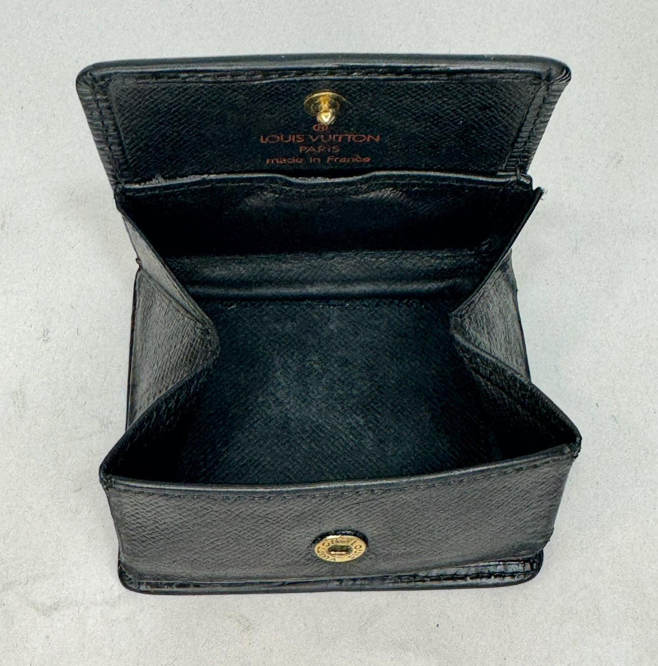 Louis Vuitton Black Epi Leather Porte Monnaie Boite Coin Case Wallet M63697