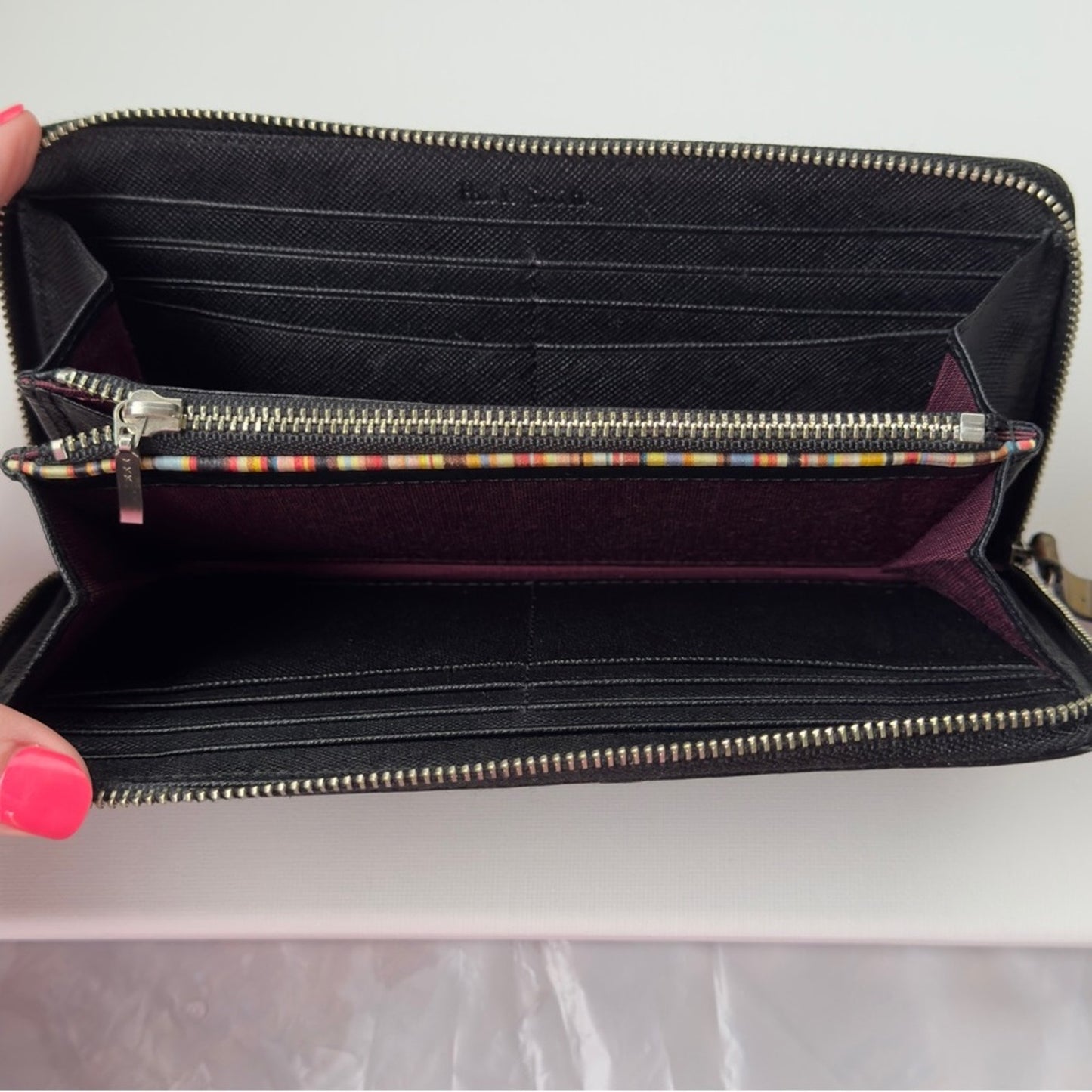 Paul Smith Saffiano Leather Black Zip-Around Wallet