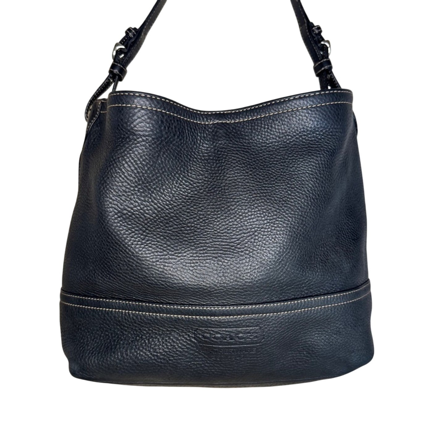 Coach 5715 Black Pebble Leather Slouchy Shoulder Bag Black Leather Shoulder Bag