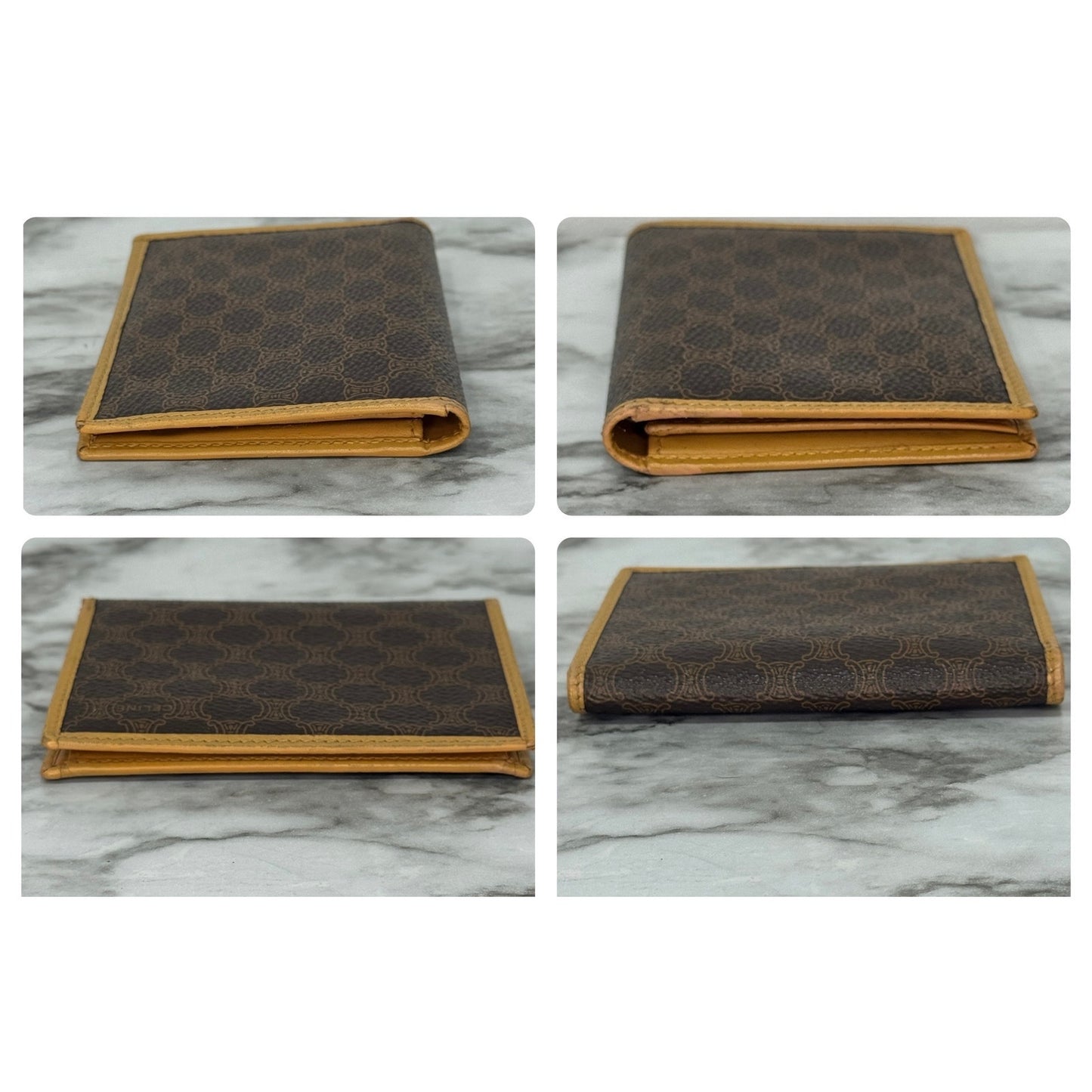 Celine Vintage Macadam Card Case Bifold Wallet Triomphe Logo M13