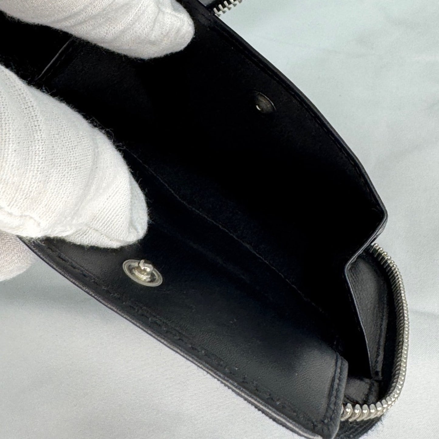 Salvatore Ferragamo Black Rare Canvas Leather Compact Zip Around Vintage