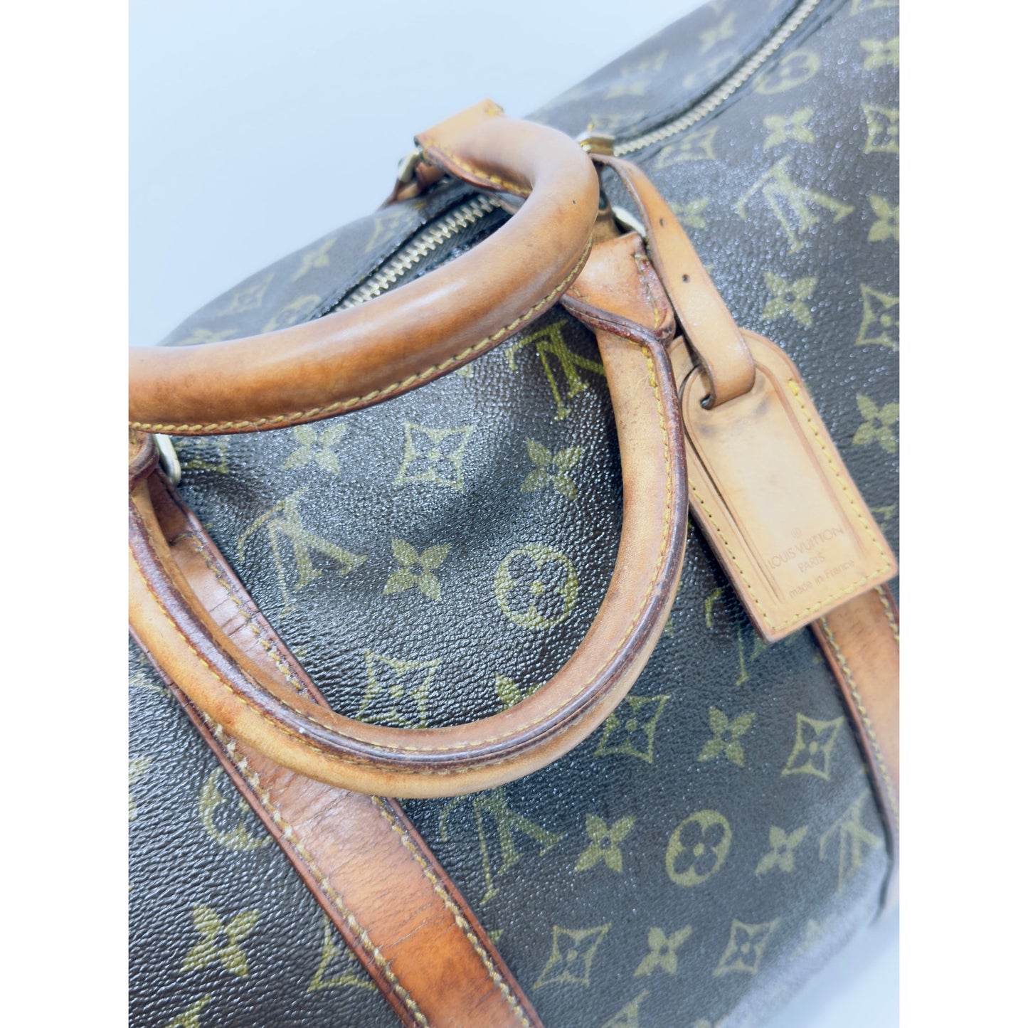 Louis Vuitton Keepall 50 Monogram Vintage Single Zip Lock & Key & Luggage Tag