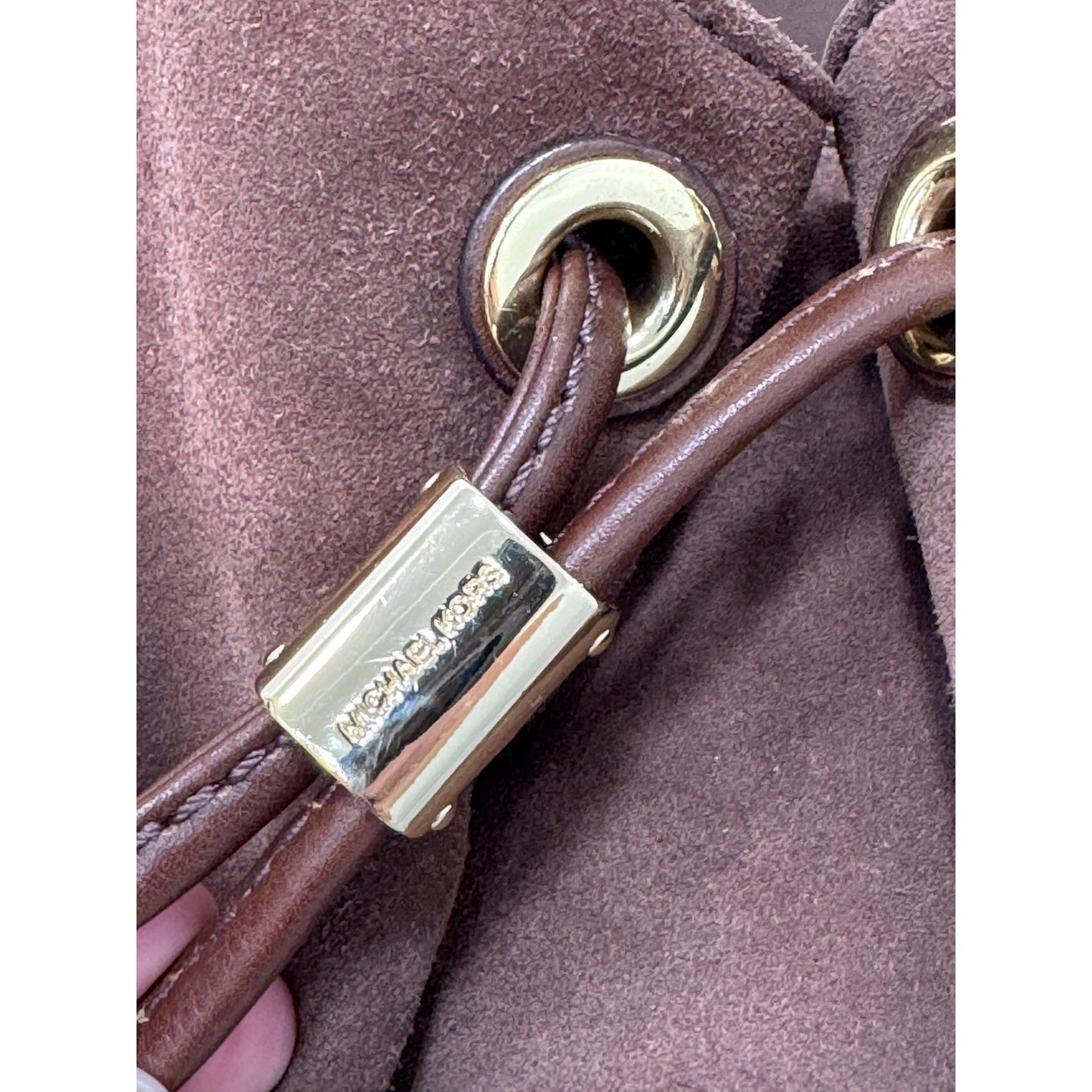 Michael Kors Brown Suede Leather Hobo Shoulder Bag | Gold Hardware, Pockets