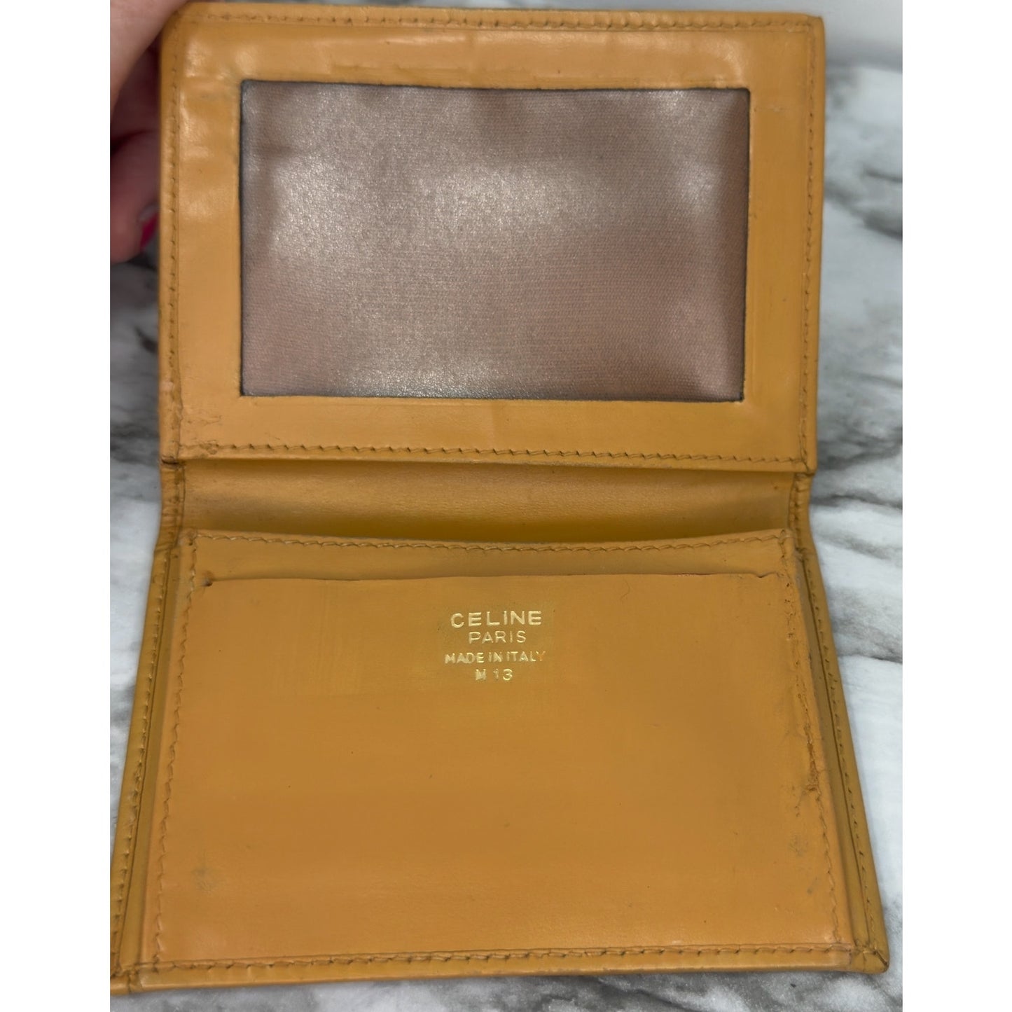 Celine Vintage Macadam Card Case Bifold Wallet Triomphe Logo M13