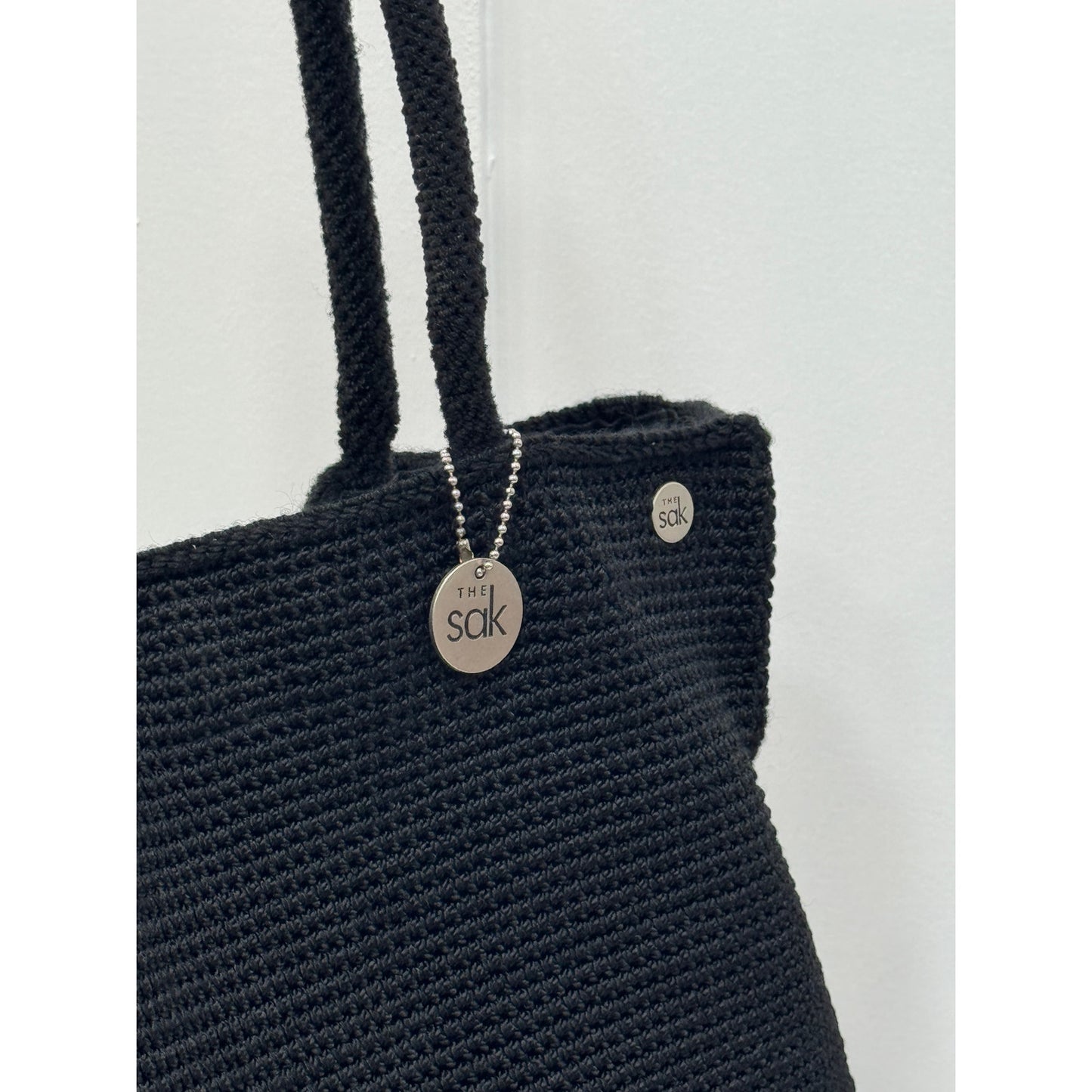 The Sak Black Crochet Shoulder Tote Bag