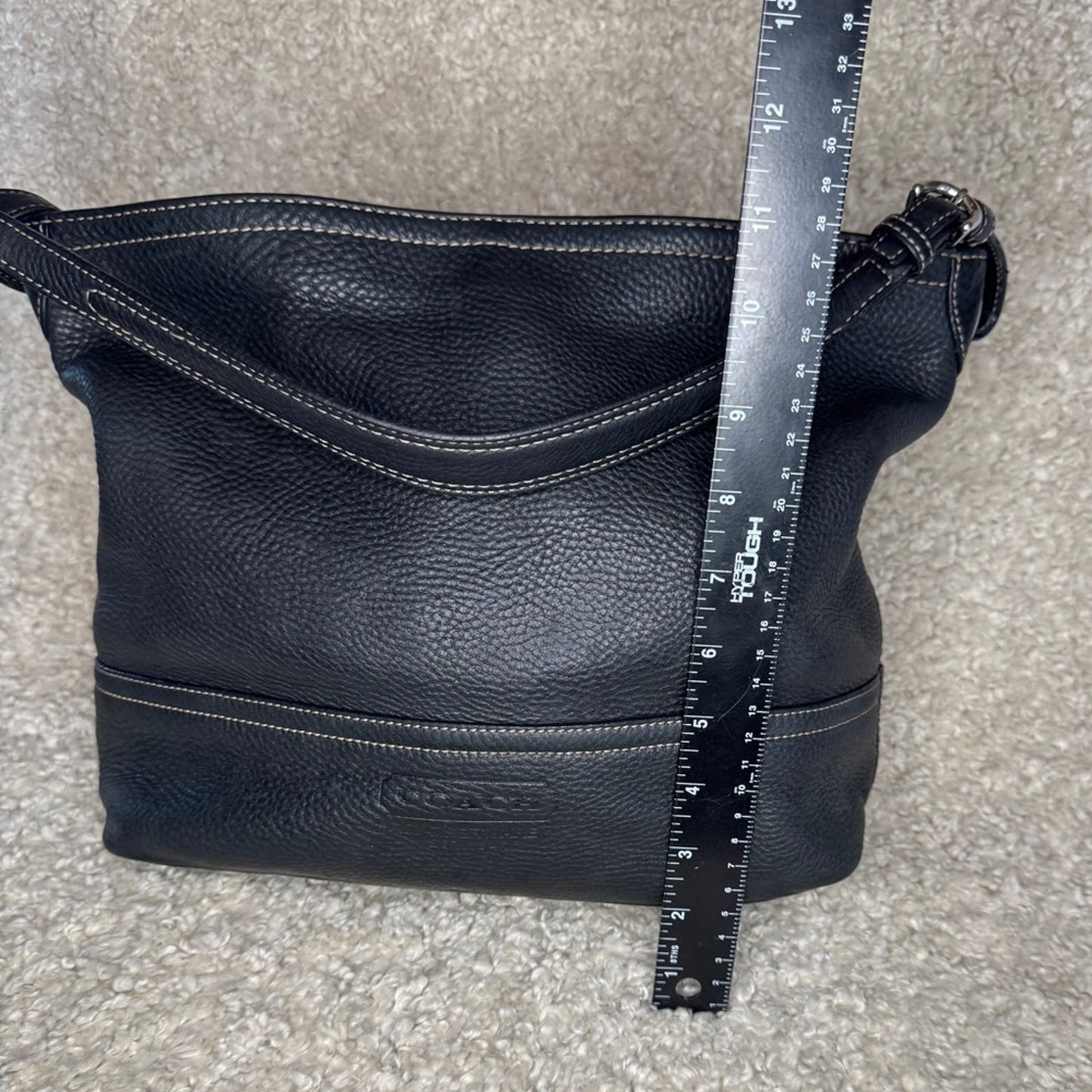 Coach 5715 Black Pebble Leather Slouchy Shoulder Bag Black Leather Shoulder Bag