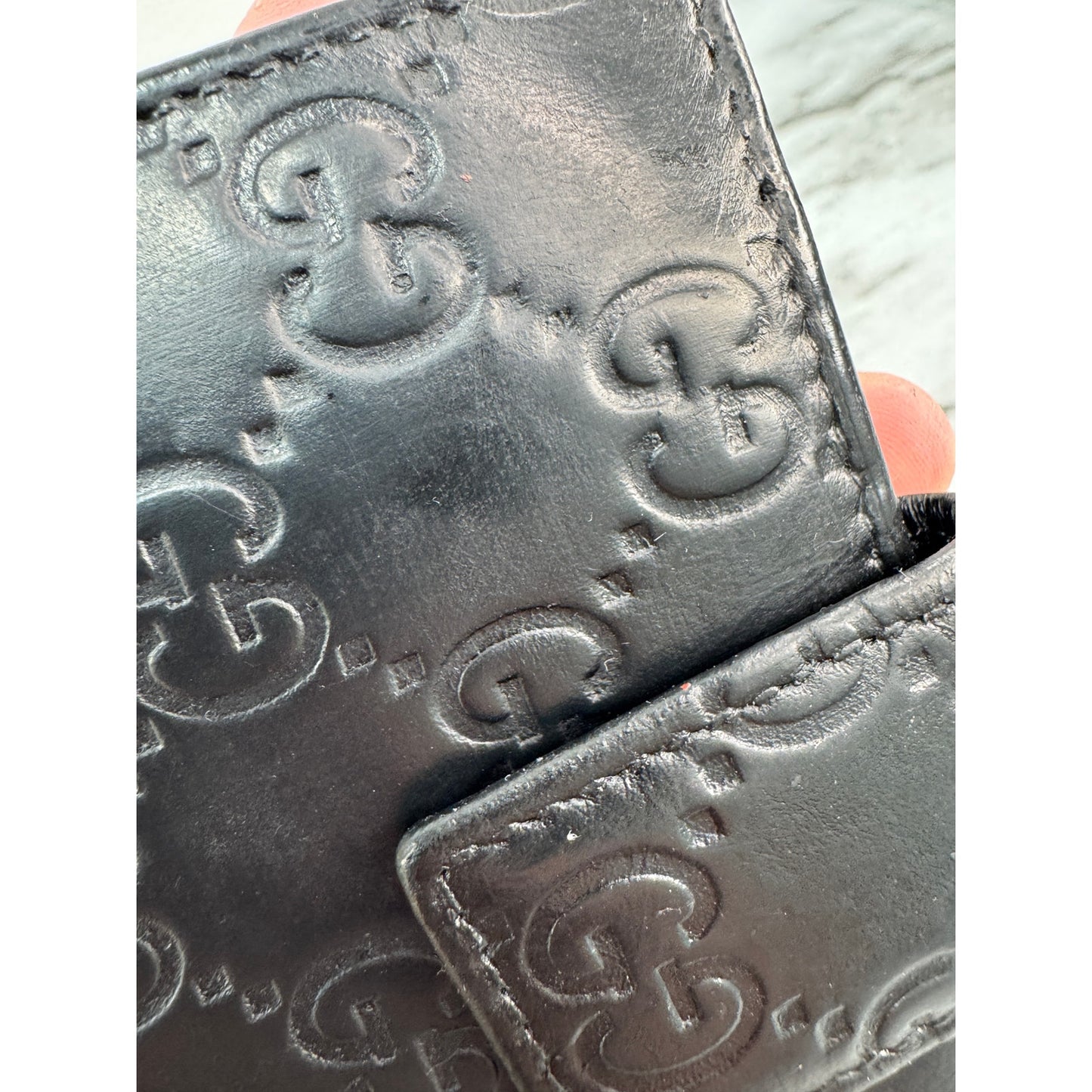 Gucci Guccissima GG Heart Black Leather Bifold Wallet
