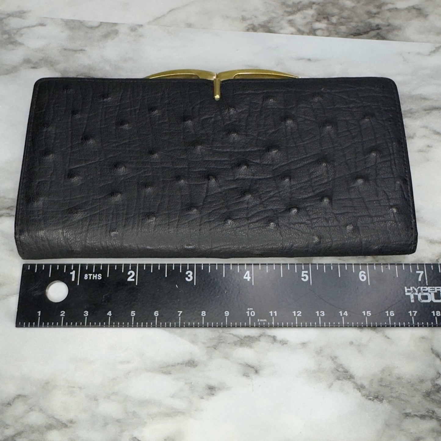 Vintage 1967 Rico Black Leather Clutch Wallet Original Brand Inserts Kiss Lock