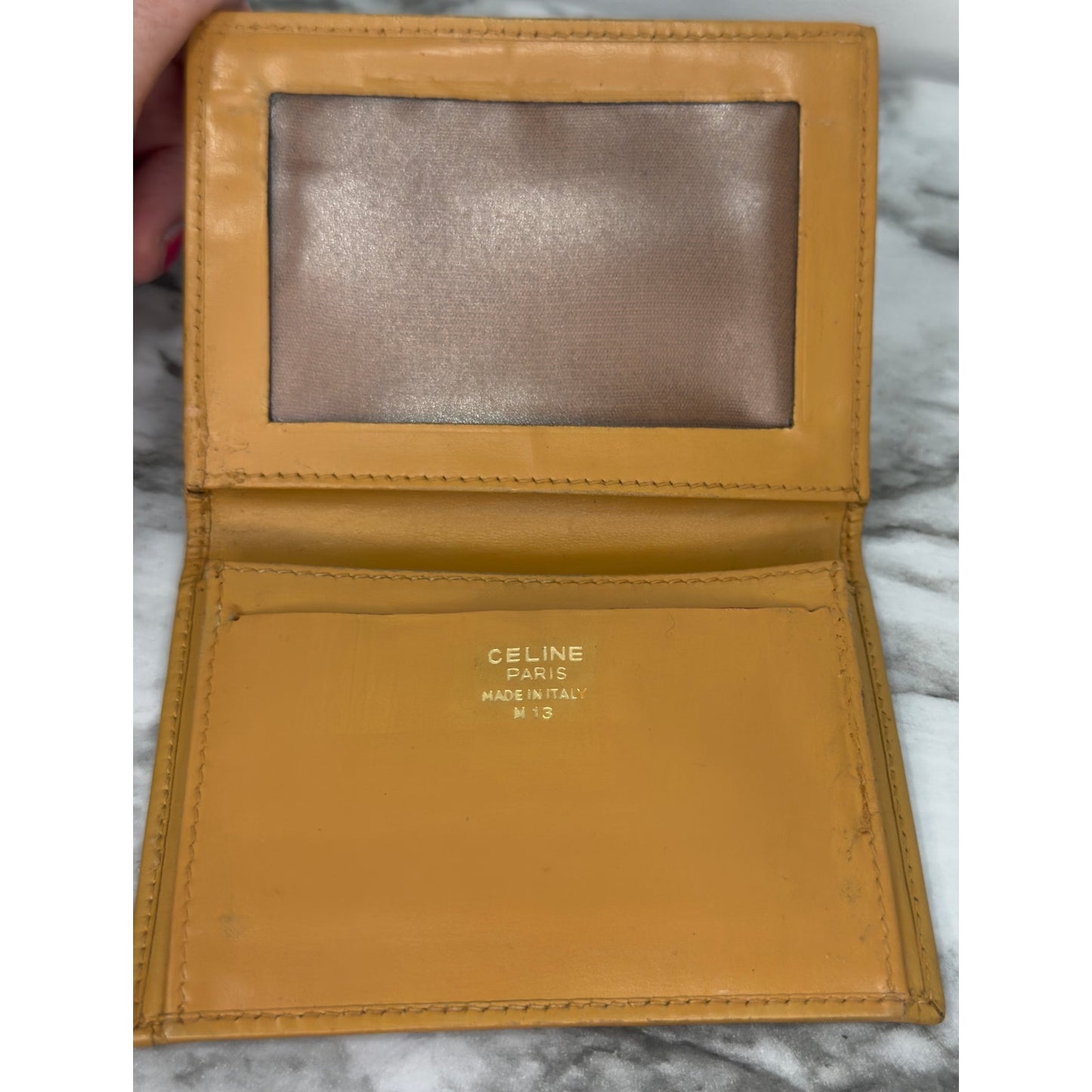 Celine Vintage Macadam Card Case Bifold Wallet Triomphe Logo M13