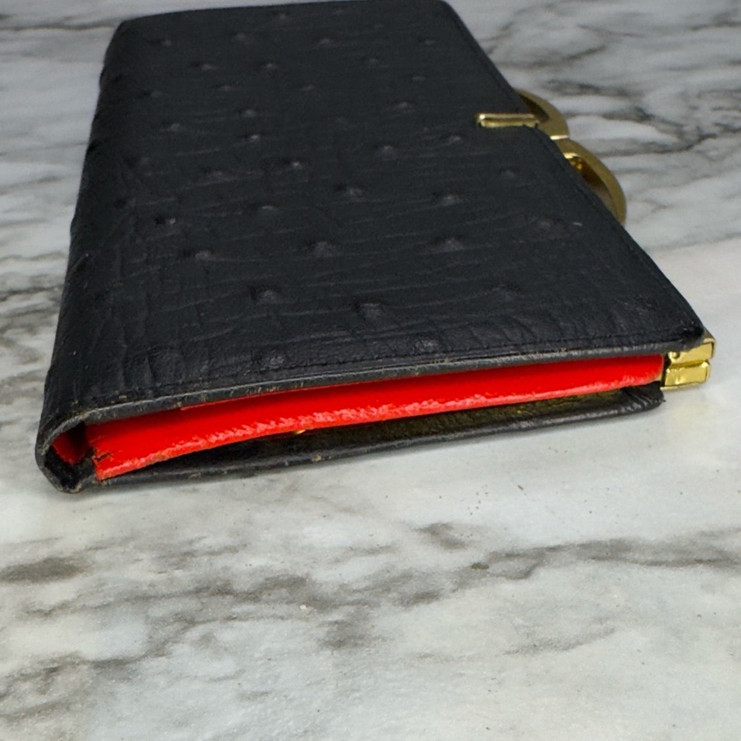 Vintage 1967 Rico Black Leather Clutch Wallet Original Brand Inserts Kiss Lock