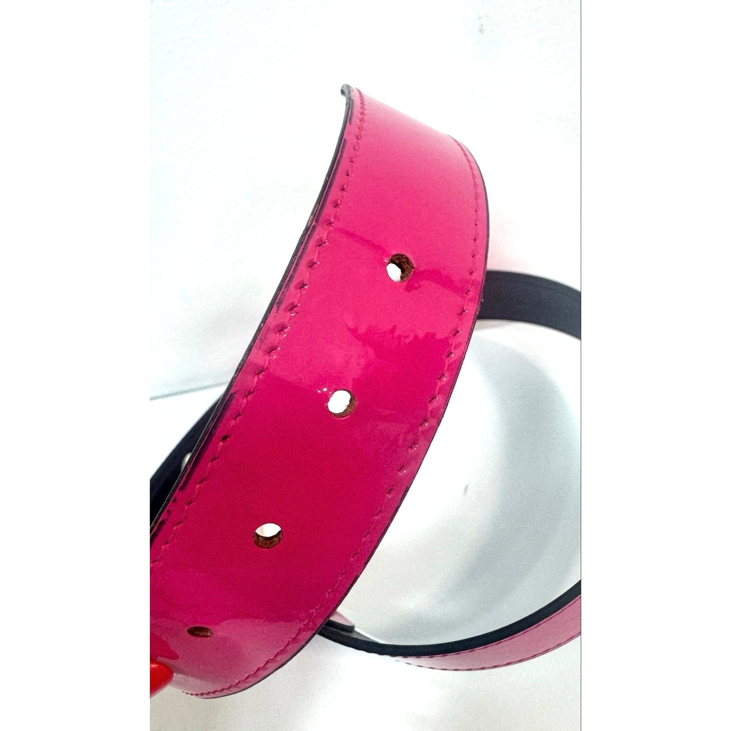 Vintage Guess USA Hot Pink Logo Buckle Belt Medium Y2K