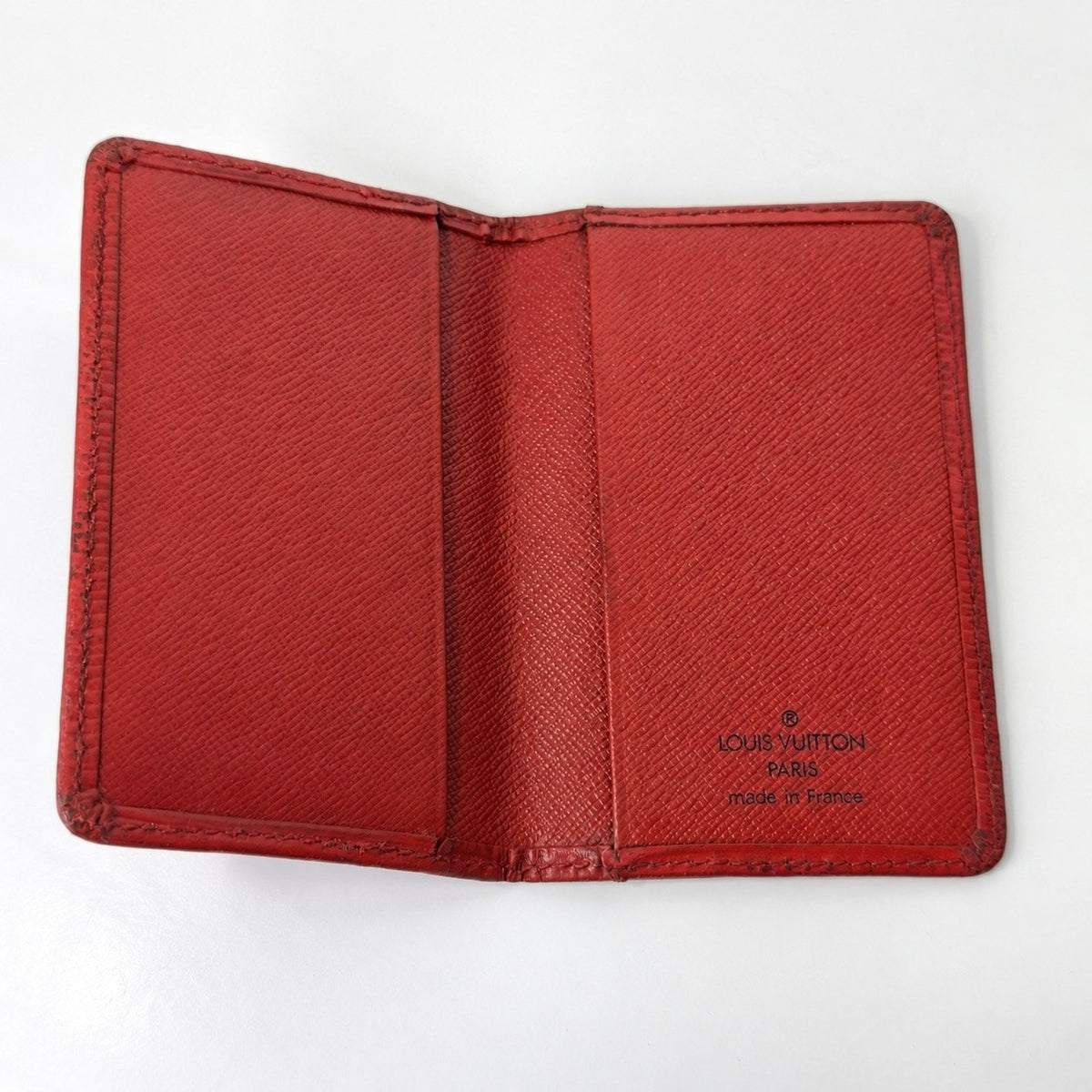 Louis Vuitton Red Epi Leather Pocket Organizer Card Holder Wallet Authentic LV