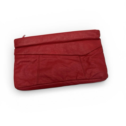 Vintage Red Clutch Purse Bag Zip Closure & Exterior Flap Pocket