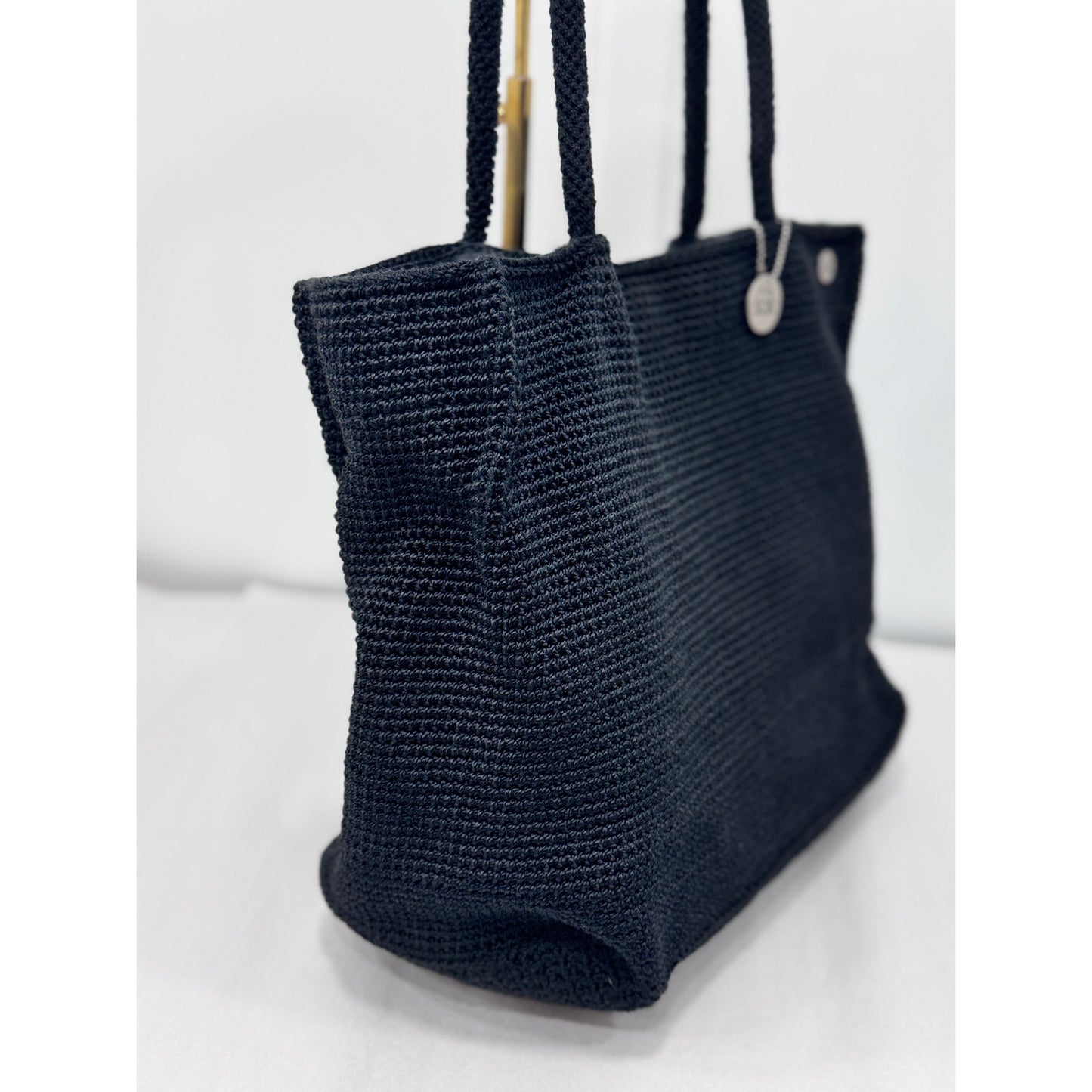 The Sak Black Crochet Shoulder Tote Bag