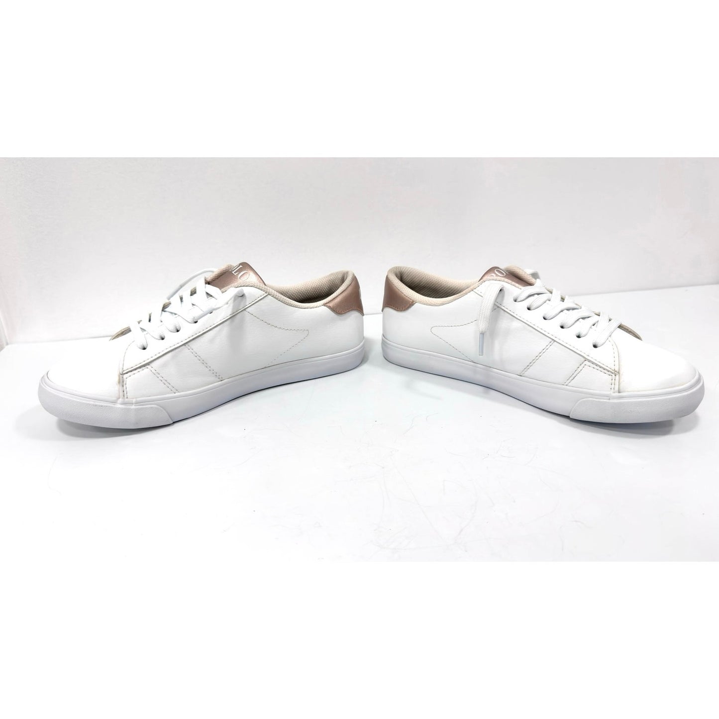 Polo Ralph Lauren White & Rose Gold Sneakers Athletic Shoes Junior 7