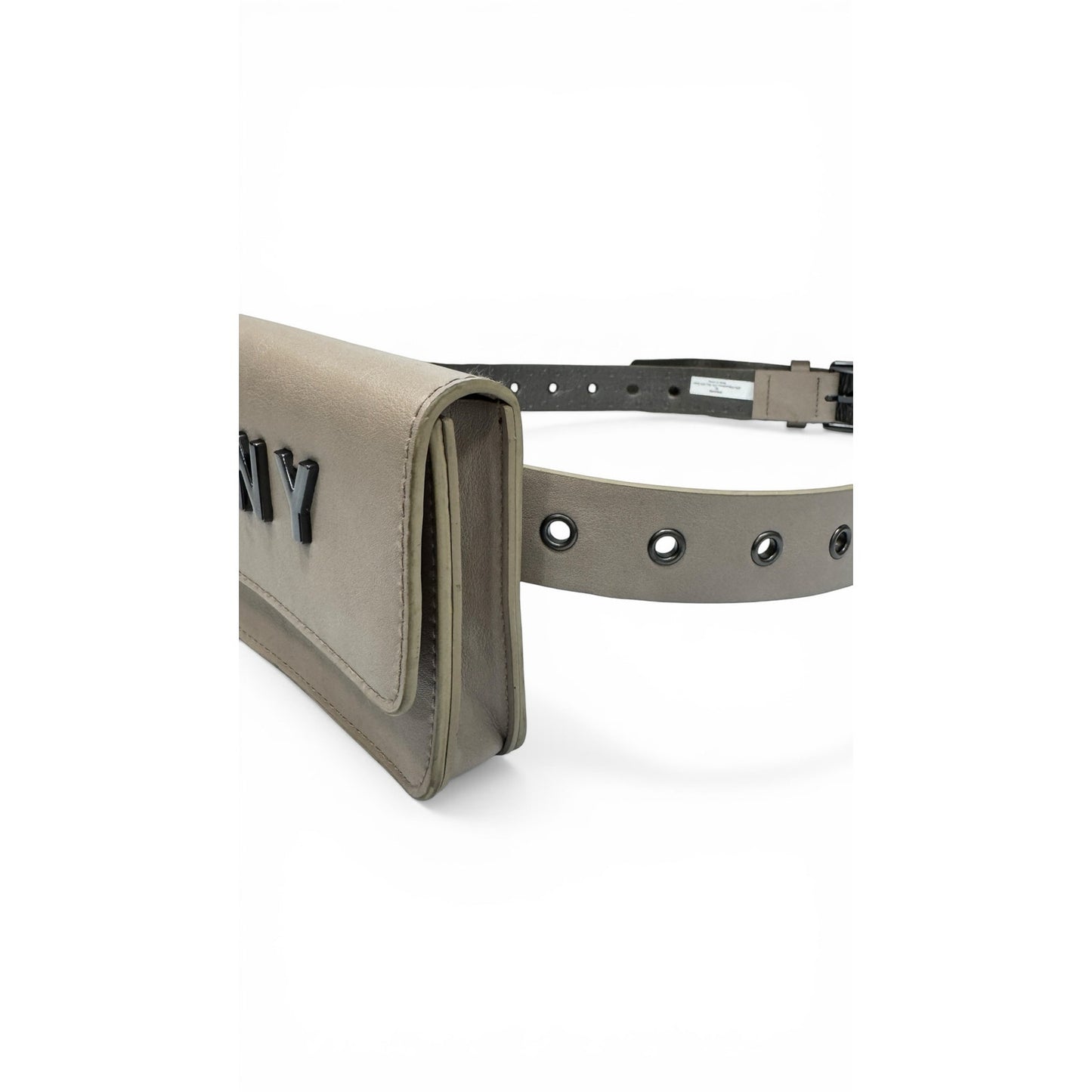 DKNY Logo Belt Bag Fanny Pack Beige Grommet Belt M/L